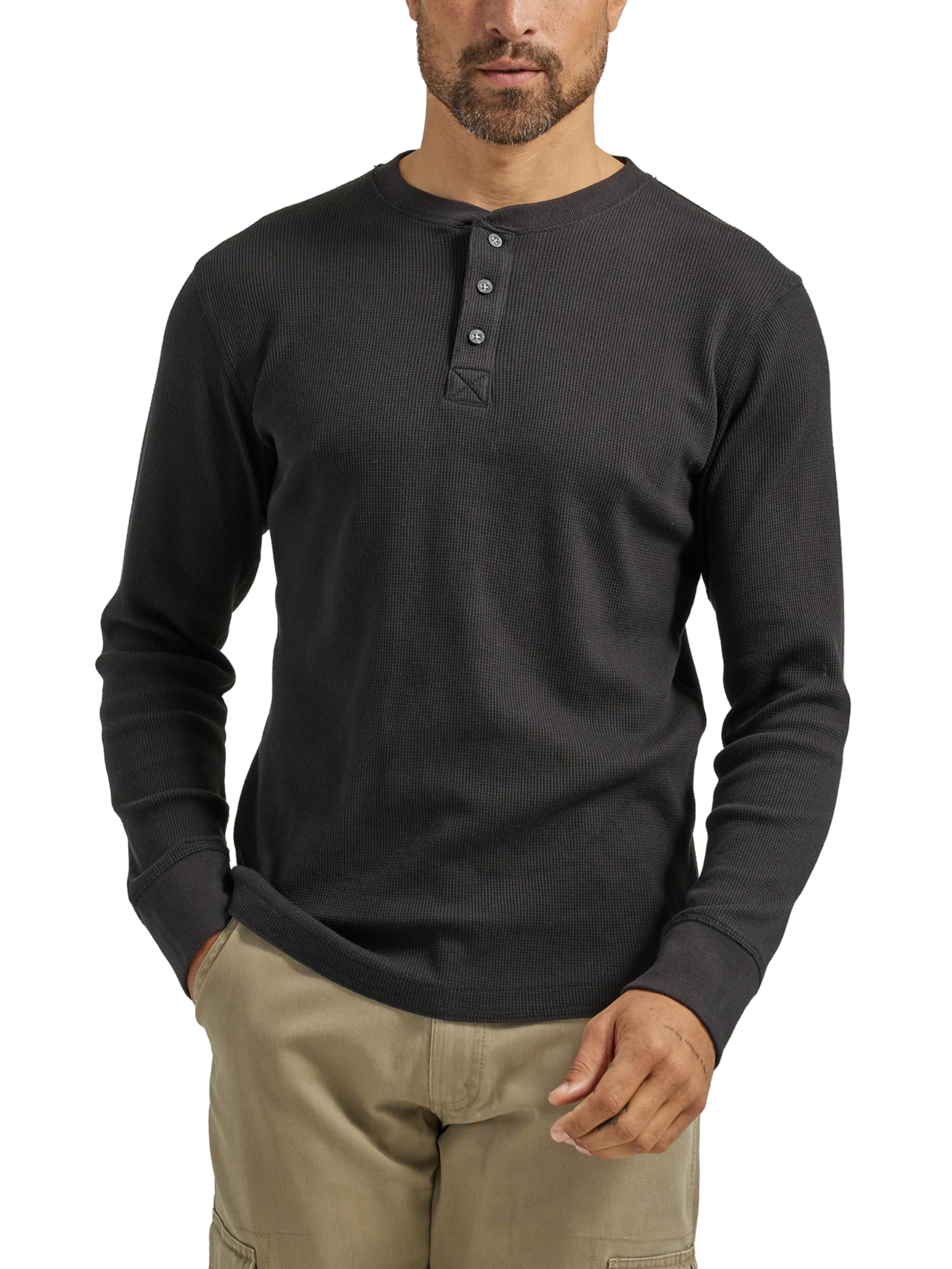 Wrangler Authentics Men's Long Sleeve Waffle Henley,