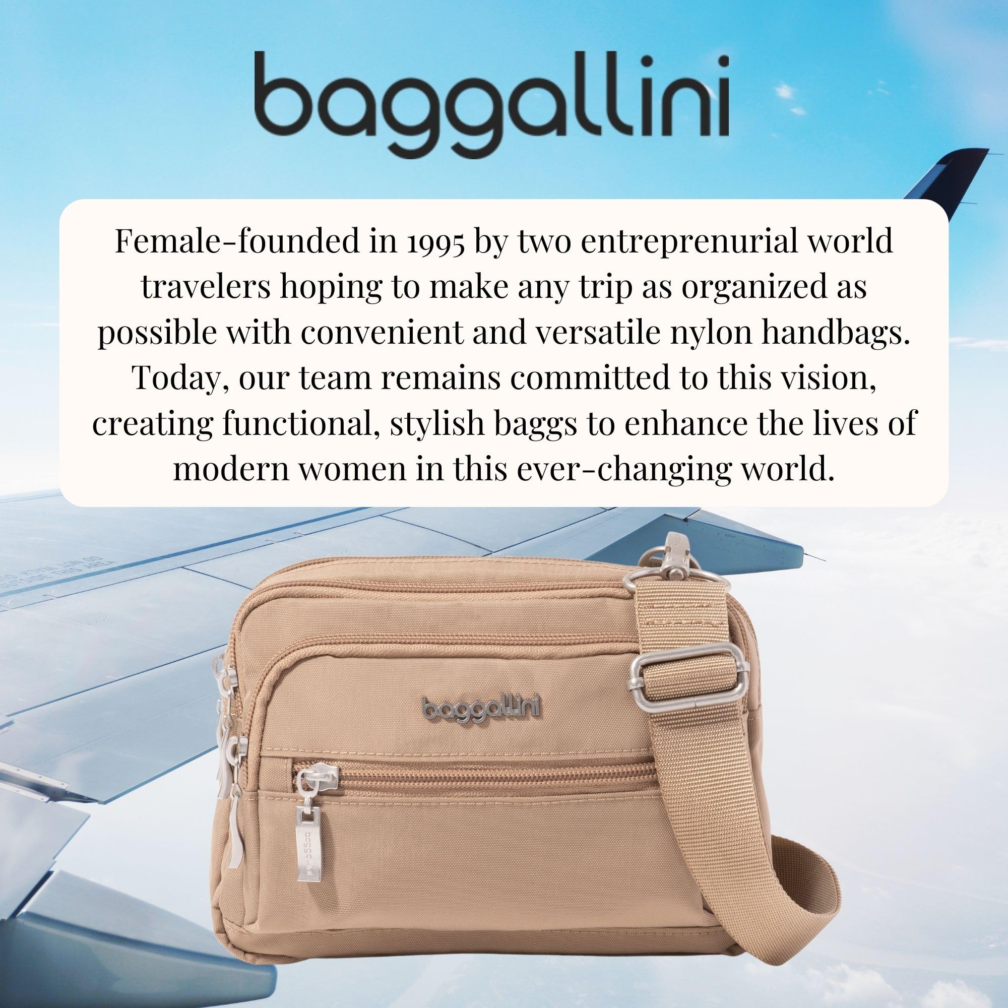 حقيبة نسائية صغيرة بغاليني ثلاثية السوستة قابلة للتحويل – خفيفة ومقاومة للماء