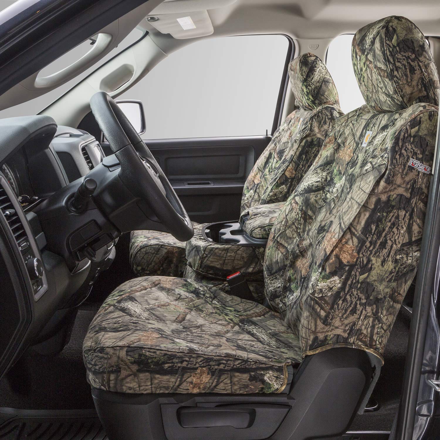 Covercraft Mossy Oak Camo Carhartt SeatSaver Custom Seat Covers | Fits 2015-2018 Ford F-150 | 1st Row 40/20/40 Bench Seat, Break-Up Country