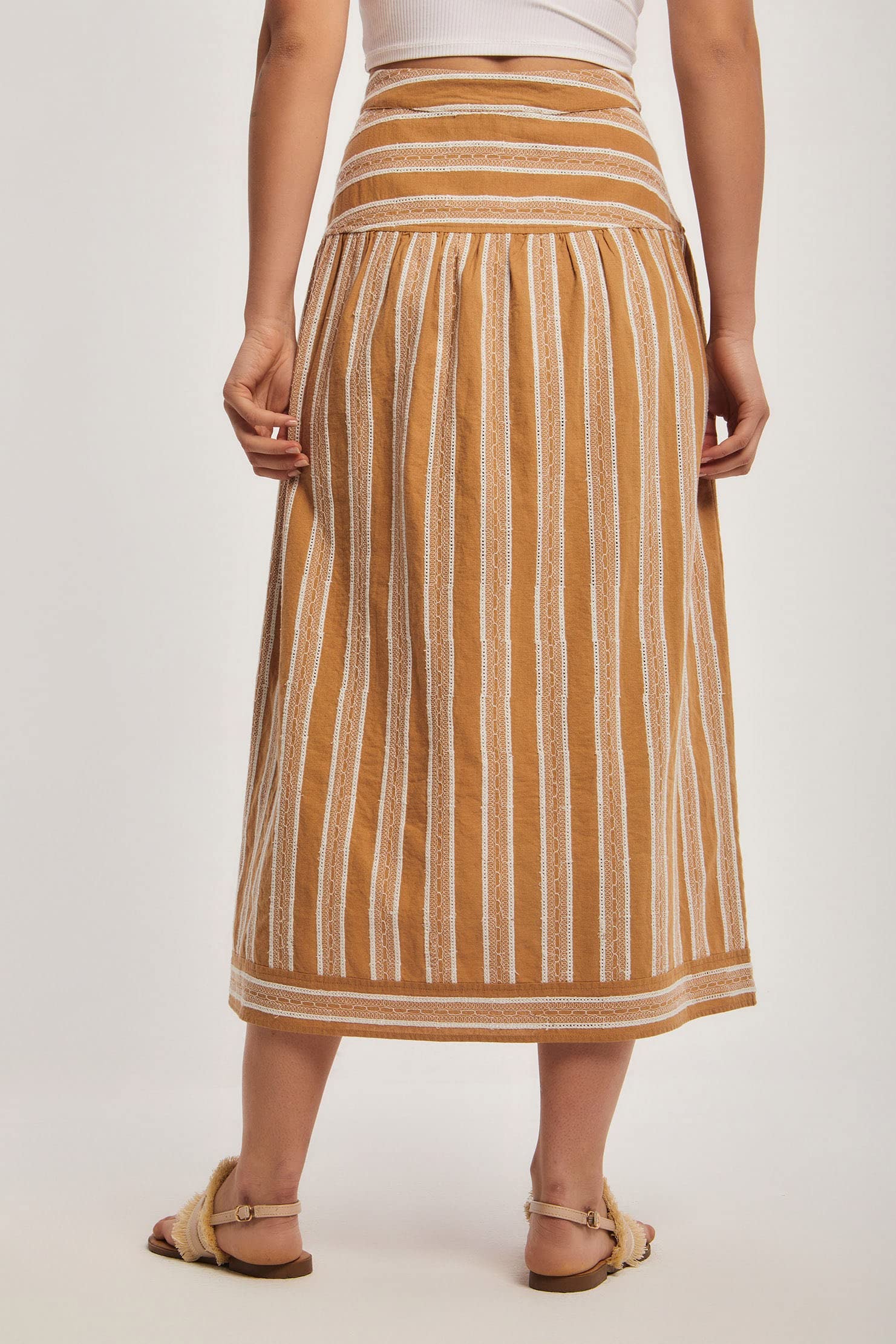 DALYDRESS Womens Fancy Full Embroidered Waist Fitted Skirt