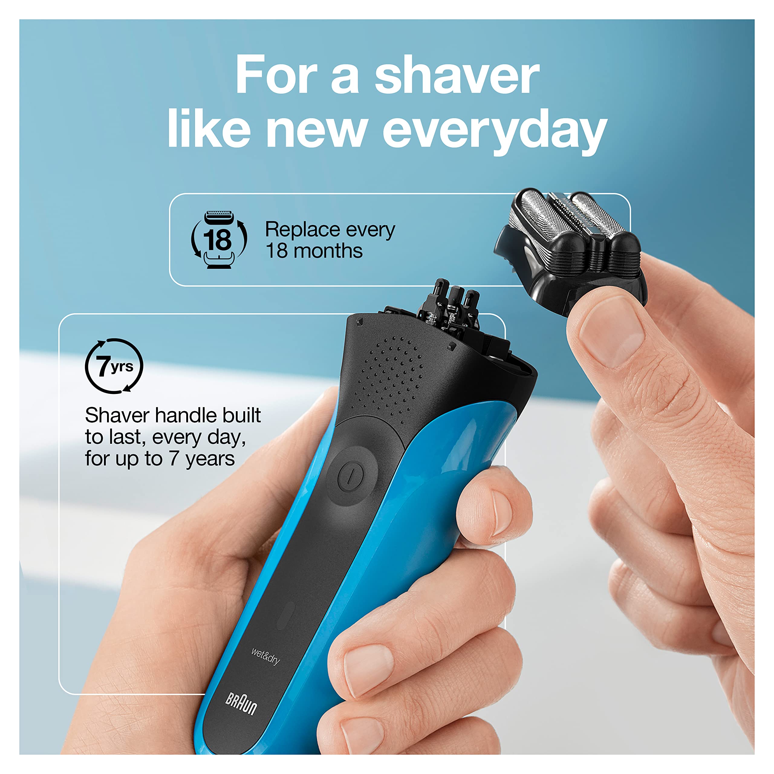 Braun Series 3 310s Wet & Dry Shaver with 3 Flexible Blades - Black/Blue Visit the Braun Store