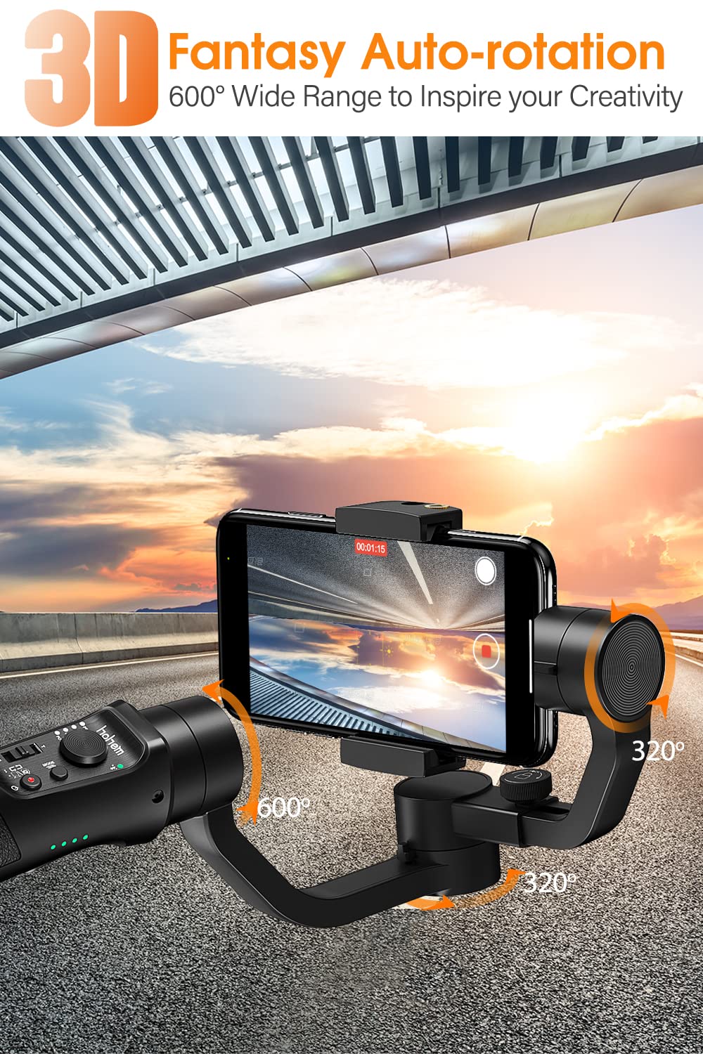 Hohem iSteady Mobile+ 3-Axis Handheld Gimbal Stabilizer for iPhone & Android – Black (ISMP01B) – Safqqa Egypt