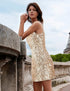 MANER Women Sequin Glitter Dress Adjustable Straps Gold Party Dress