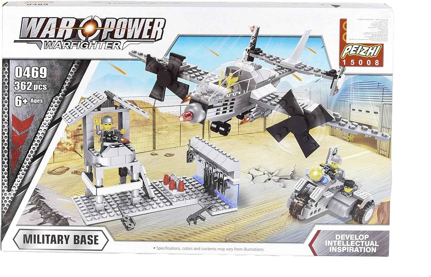 War Power 069 Military Base Toy with 362 Pieces for Boys - Multi Color