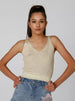 Textured Sleeveless Top with V-neck and Printed Hem - Safqqa Egypt