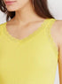 Skinny Fit Textured Camisole with V-neck and Lace Detail - Safqqa Egypt