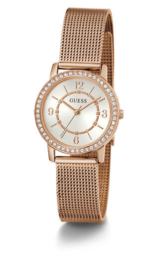 Guess Ladies  Analog Watch with White Dial and Stainless Steel Strap
