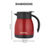 Borosil Insulated Stainless Steel Tea Pot | Hot n Cold | Red