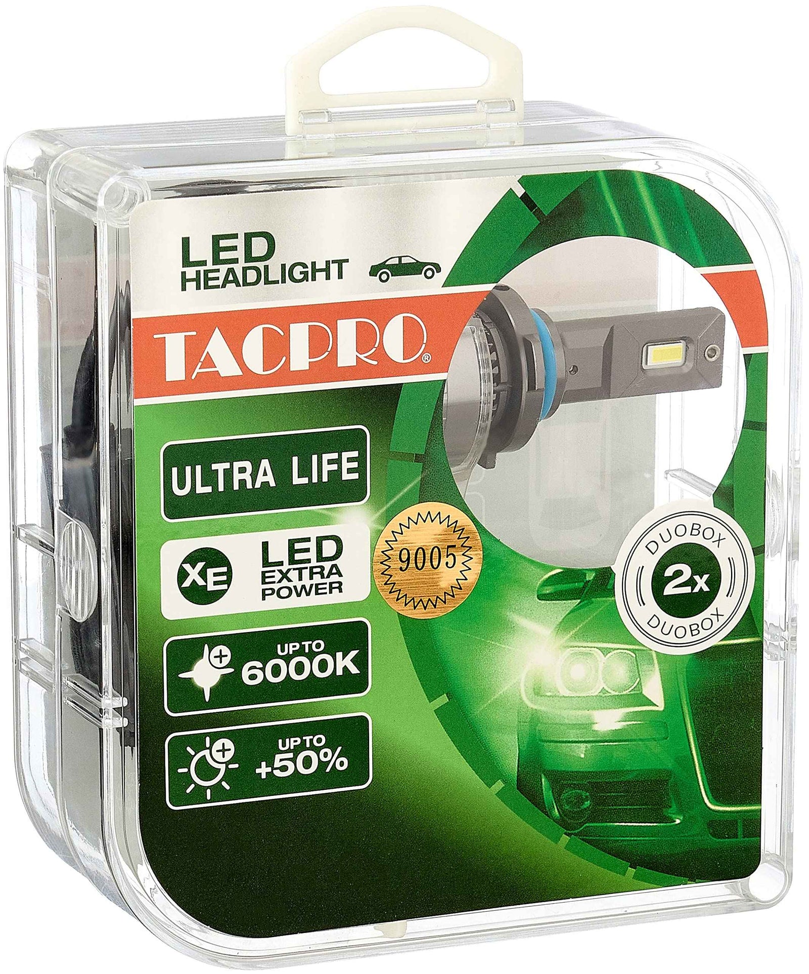 Tac pro led lights for car,headlight & taillight, original (9005),suitable for many cars - mitsubishi lancer shark, green - Safqqa Egypt