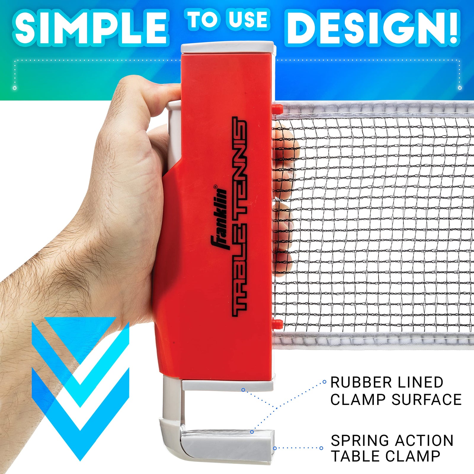 مجموعة تنس الطاولة المحمولة من فرانكلين سبورتس توفر تجربة لعب متكاملة في أي مكان. خفيفة الوزن وسهلة الحمل، تحتوي على مضارب، كرات، وشبكة يمكن تركيبها على أي طاولة