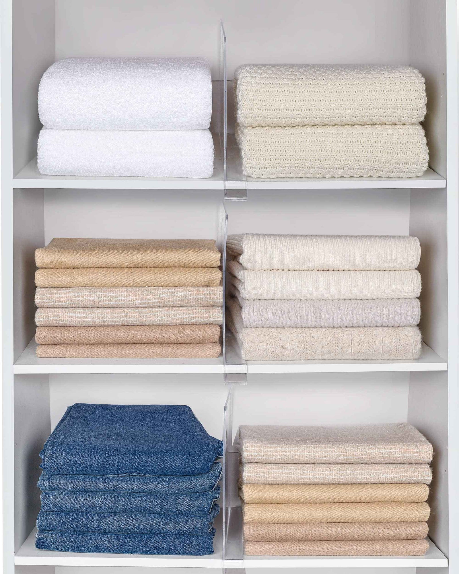 فواصل رفوف شفافة من الأكريليك – طقم من 12 قطعة لتنظيم الخزائن والرفوف