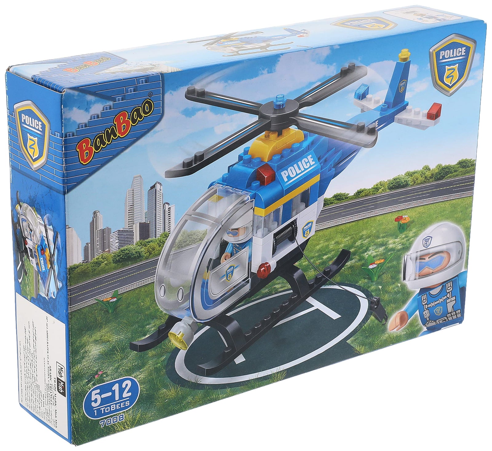 BanBao B7008 City Series Police Station Helicopter Building Blocks Set