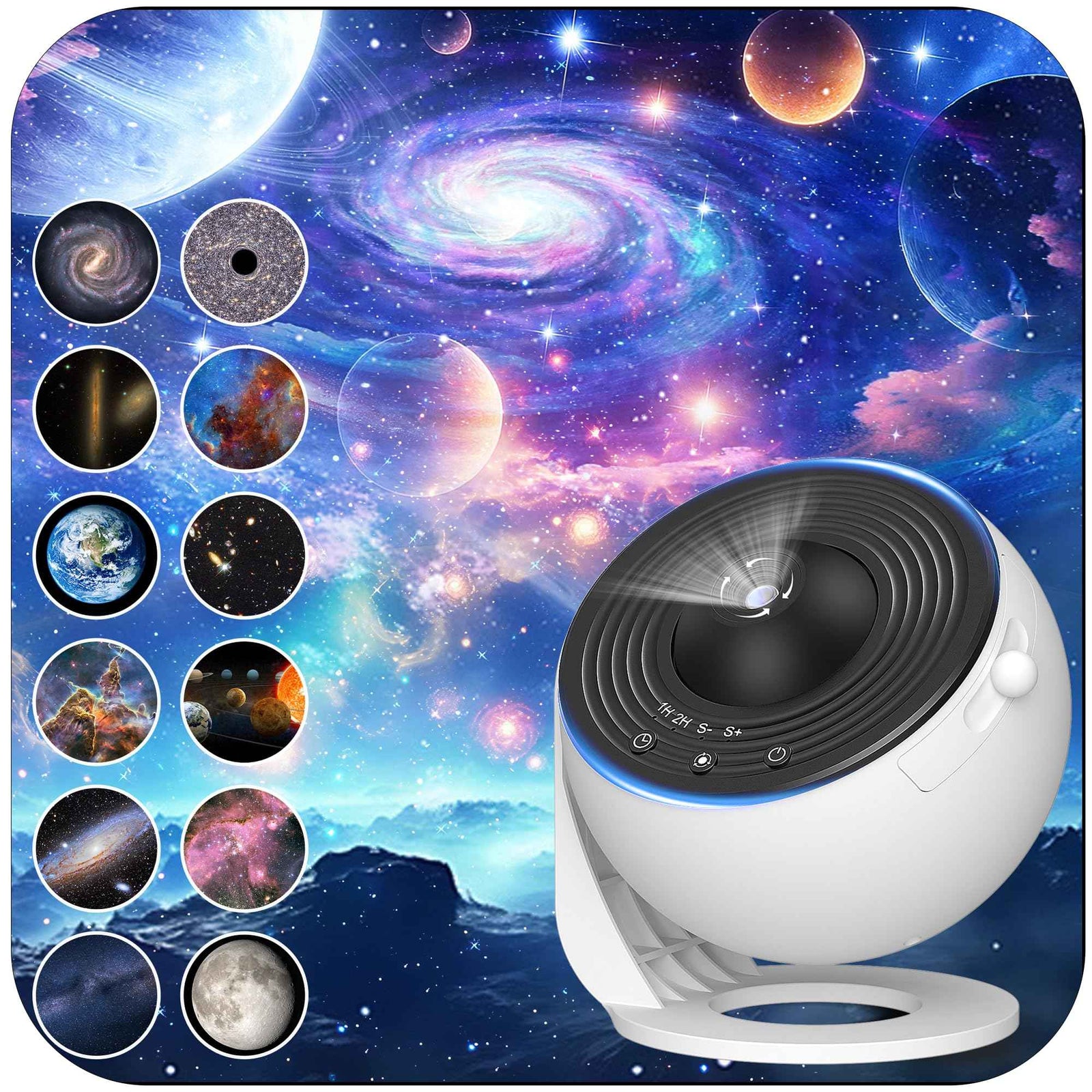 FlyEagle Galaxy Projector for Bedroom, HD Image Star Projector Galaxy Light Adjustable Knob, 13 Film Discs Planetarium Projector, 360° Rotating 1/2h Timer Simple 3-Button Control Projector for Kids - Safqqa Egypt