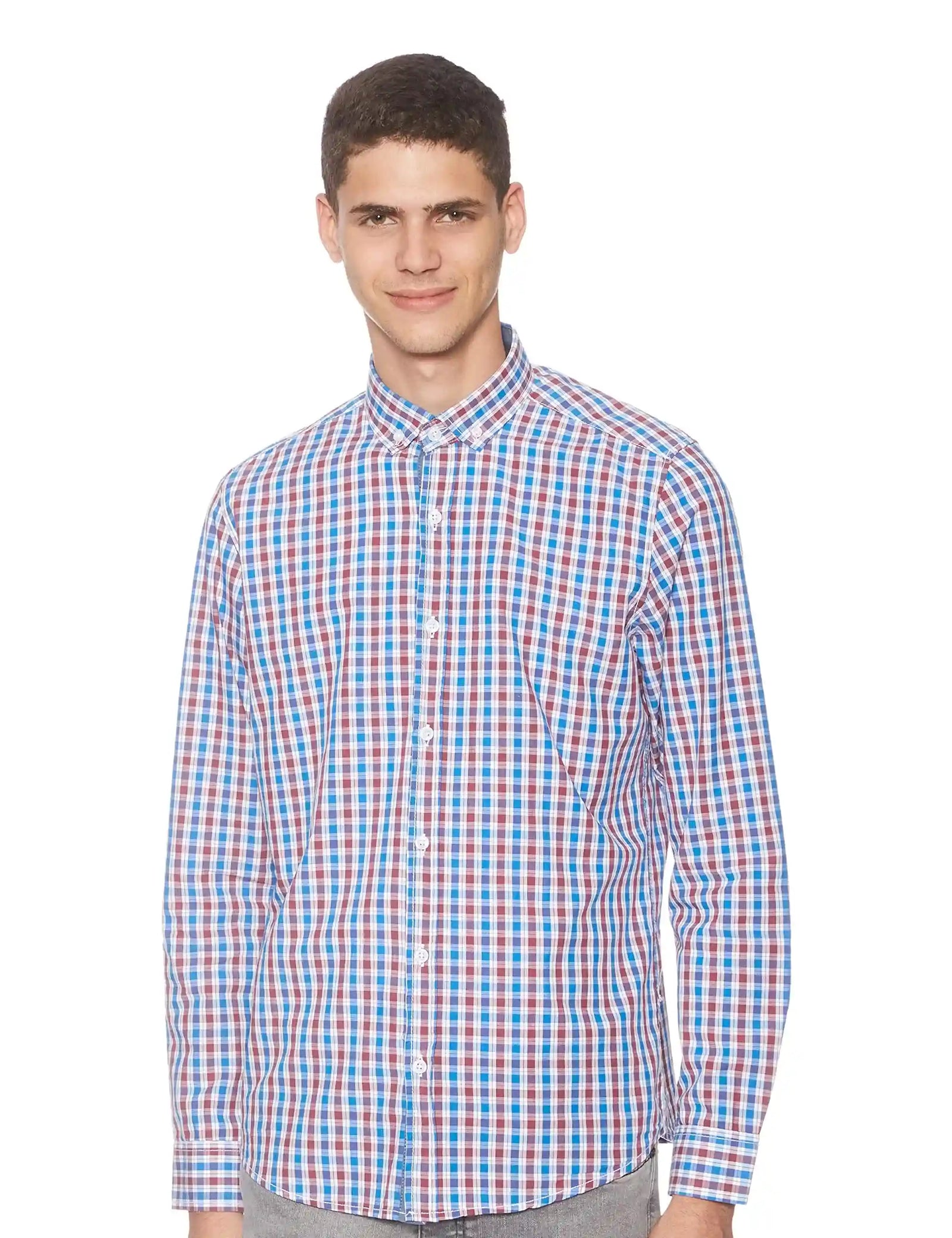 Town Team mens Cuba Checkered Long Sleeves Shirt Shirt - Safqqa Egypt