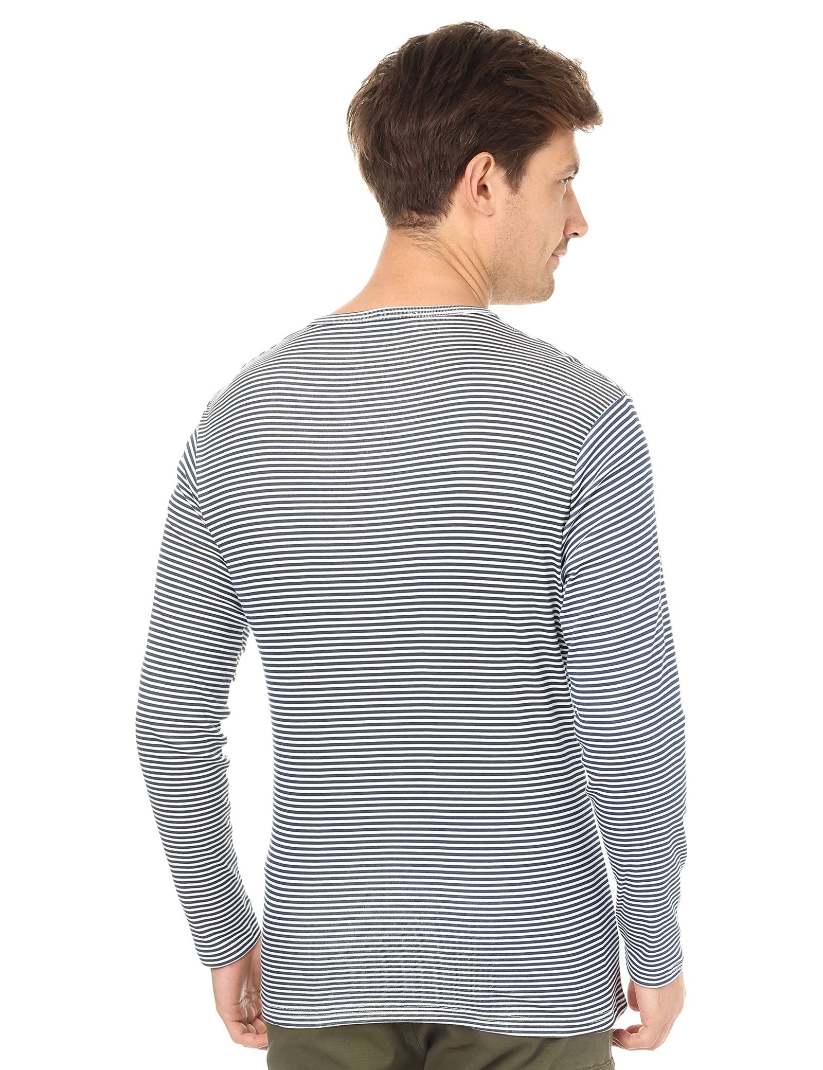 Men stripped crew neck long sleeves top