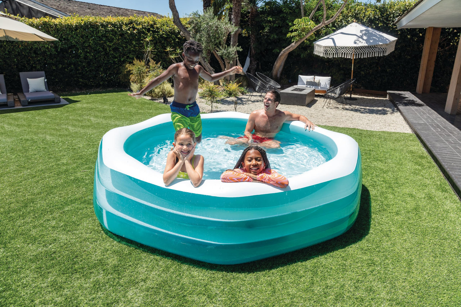 INTEX 58492EP Swim Center Inflatable Octagonal Family Pool, 262 Gallon Capacity, 100