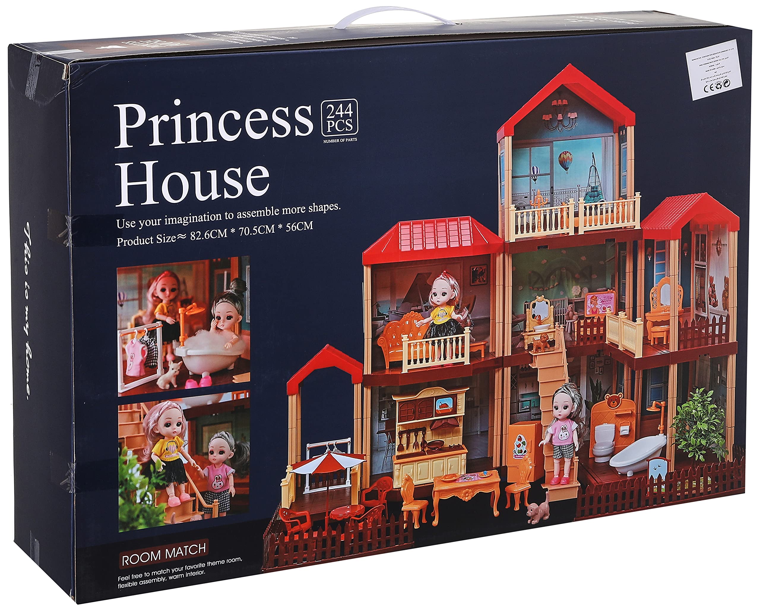 Princess House Playset - 244 Pieces for Kids Aged 3+