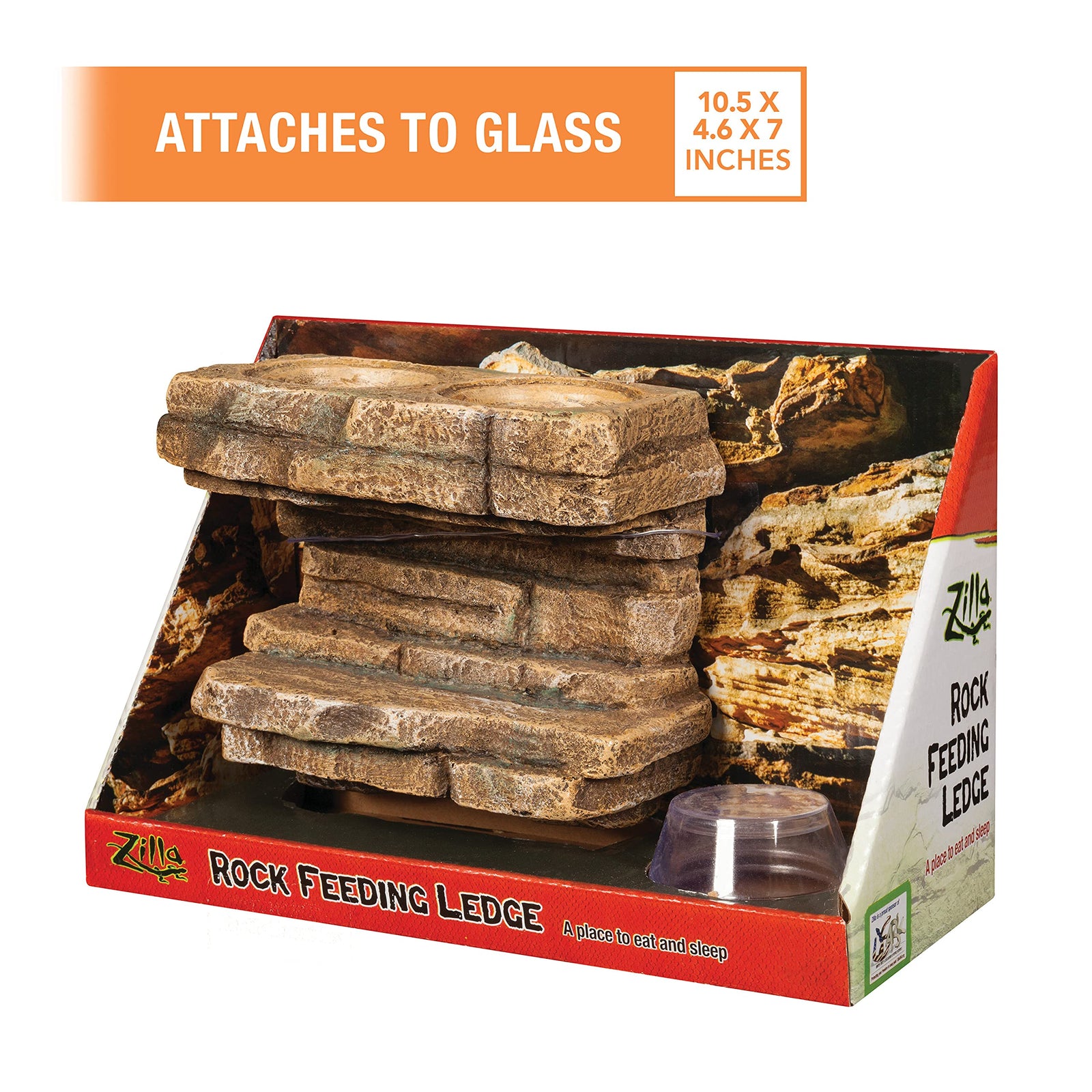 Zilla Vertical Décor Rock Feeding Ledge, Brown, 10.5 Inches, For Dogs and Cat