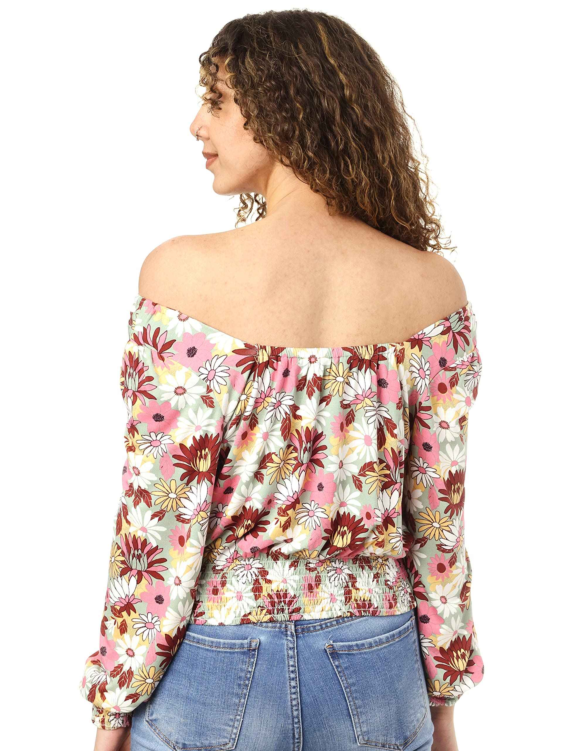 Splash Long Sleeves Patterned Cropped Top for Women - Safqqa Egypt