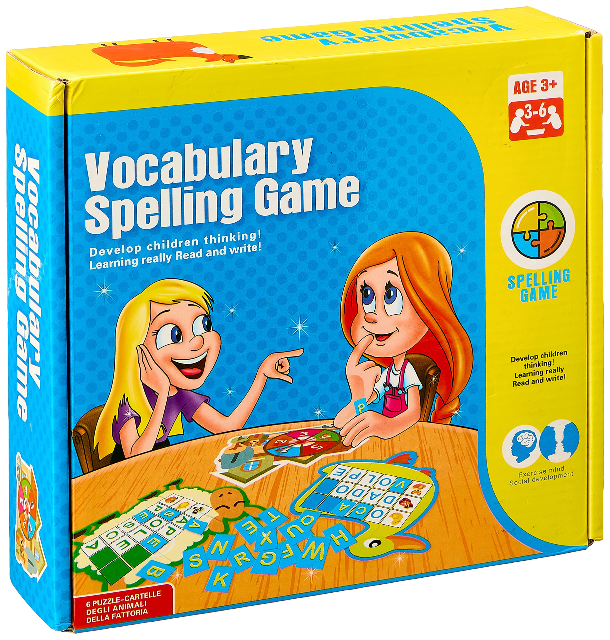 لعبة لتهجئة المصطلحات مع 6 اوراق لتنمية المهارات، متعددة الالوان، خشب