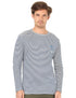 Men stripped crew neck long sleeves top