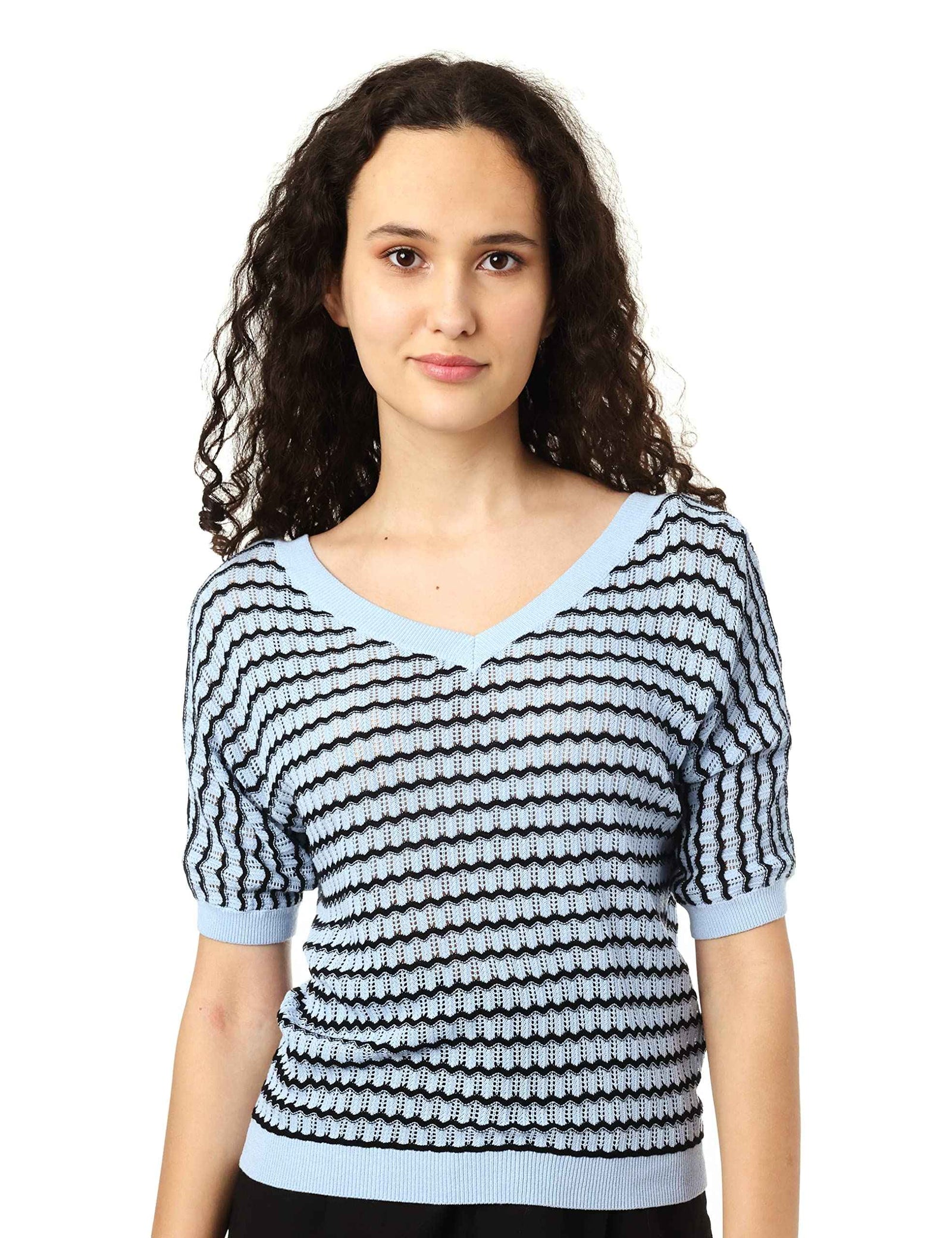 Elle Blouses For Womens Short Sleeves V-Neck Patterned Top for Women - Safqqa Egypt