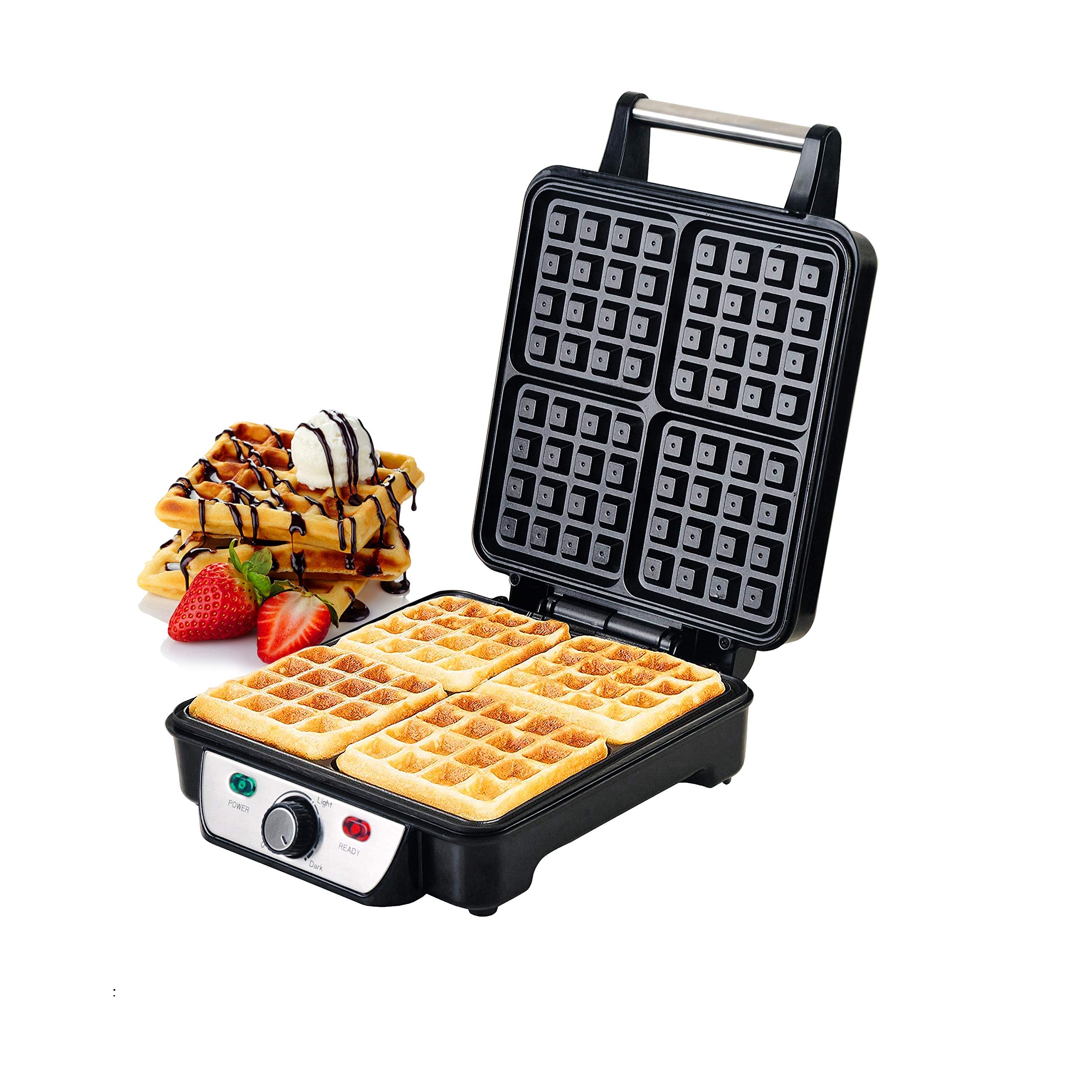 Geepas GWM5417 Electric Waffle Maker 1100W- 4 Slice Non-Stick Electric Belgian Waffle Maker with Adjustable Temperature Control- Have Scratches