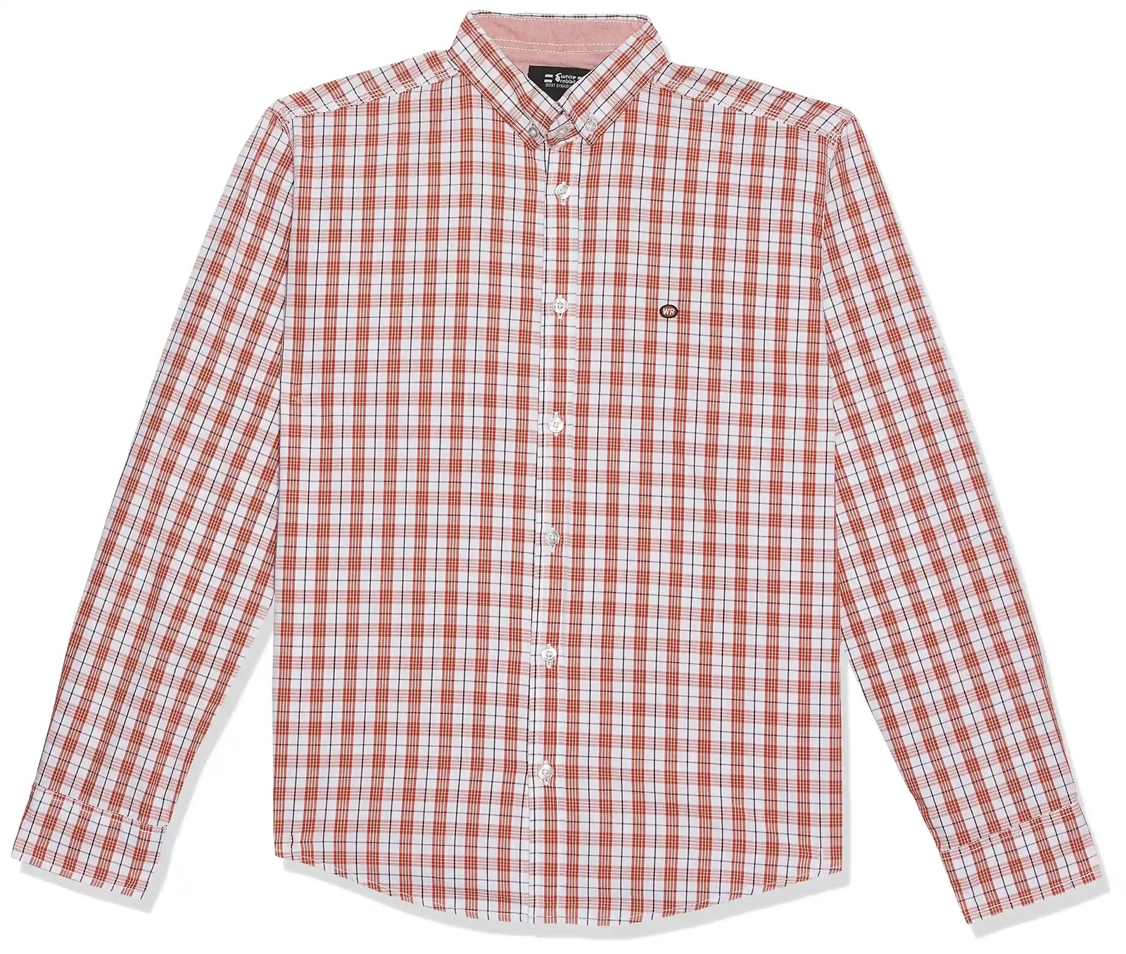 قميص رجالي أحمر بأكمام طويلة بطبعة من وايت رابيت – إطلالة عصرية وكاجوال