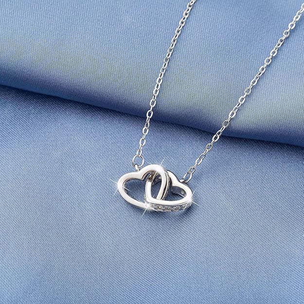 J. Rosee Women 925 Sterling Silver Double Heart Pendant Necklace Silver – Safqqa Egypt