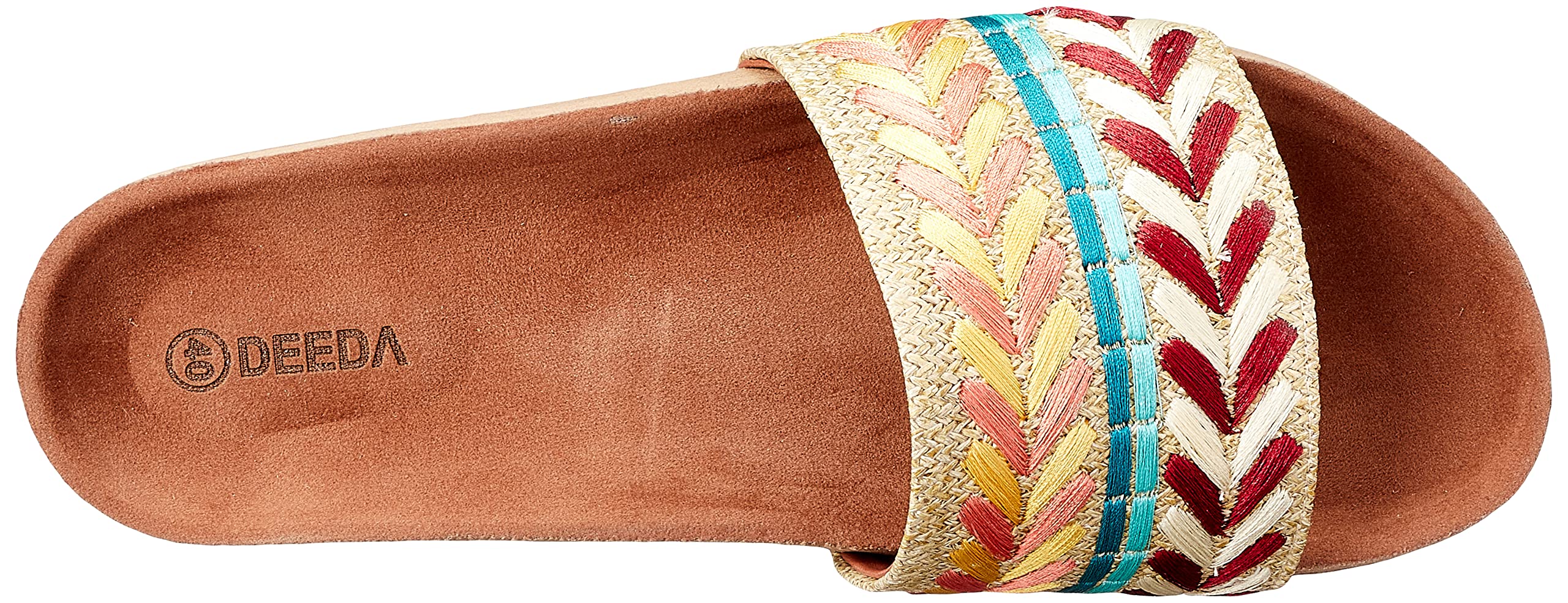 Deeda Faux-Leather Embroidery Detail Slide Slippers for Women - Yellow and Orange