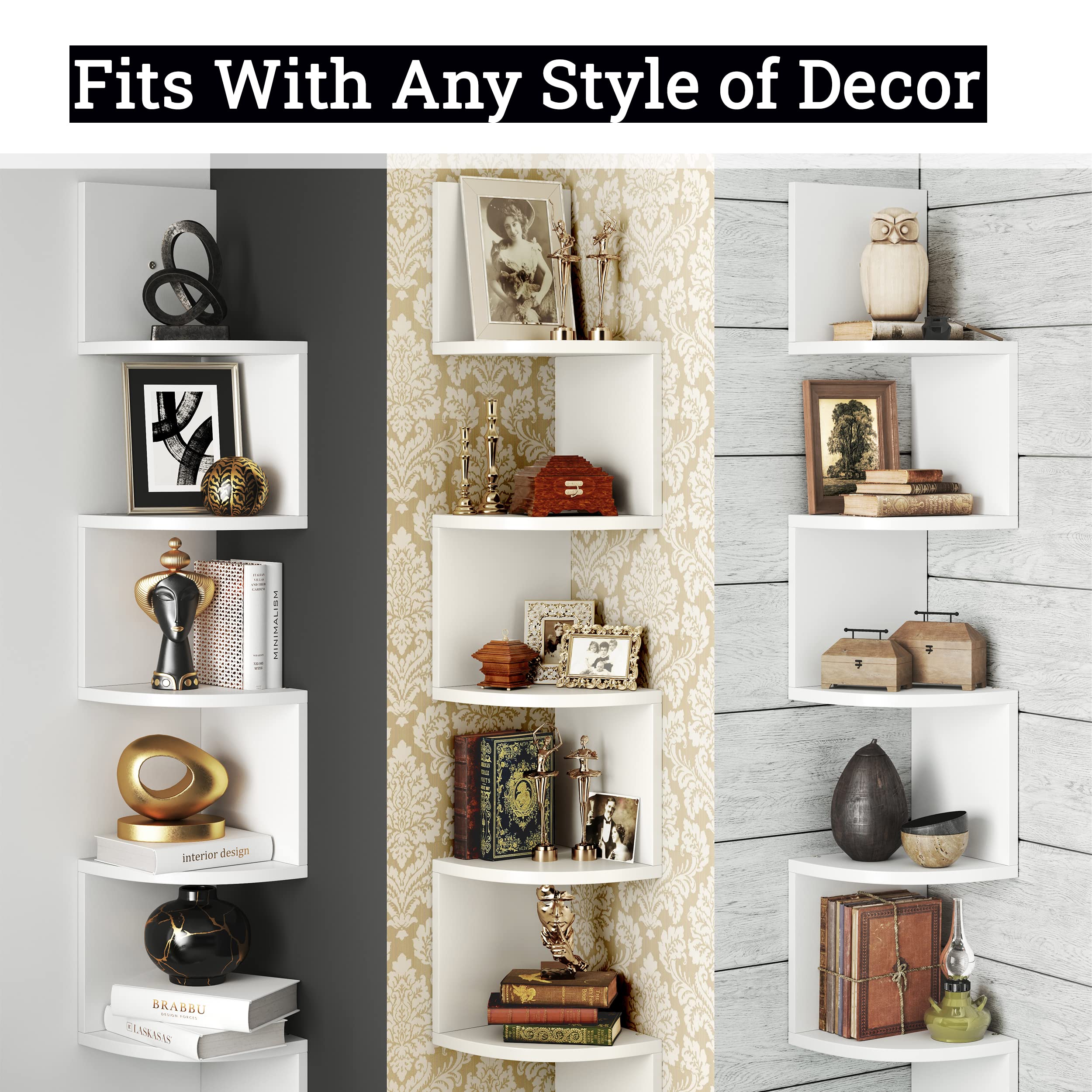 Greenco Corner Shelf – 5-Tier Floating Wall Shelves – Safqqa Egypt