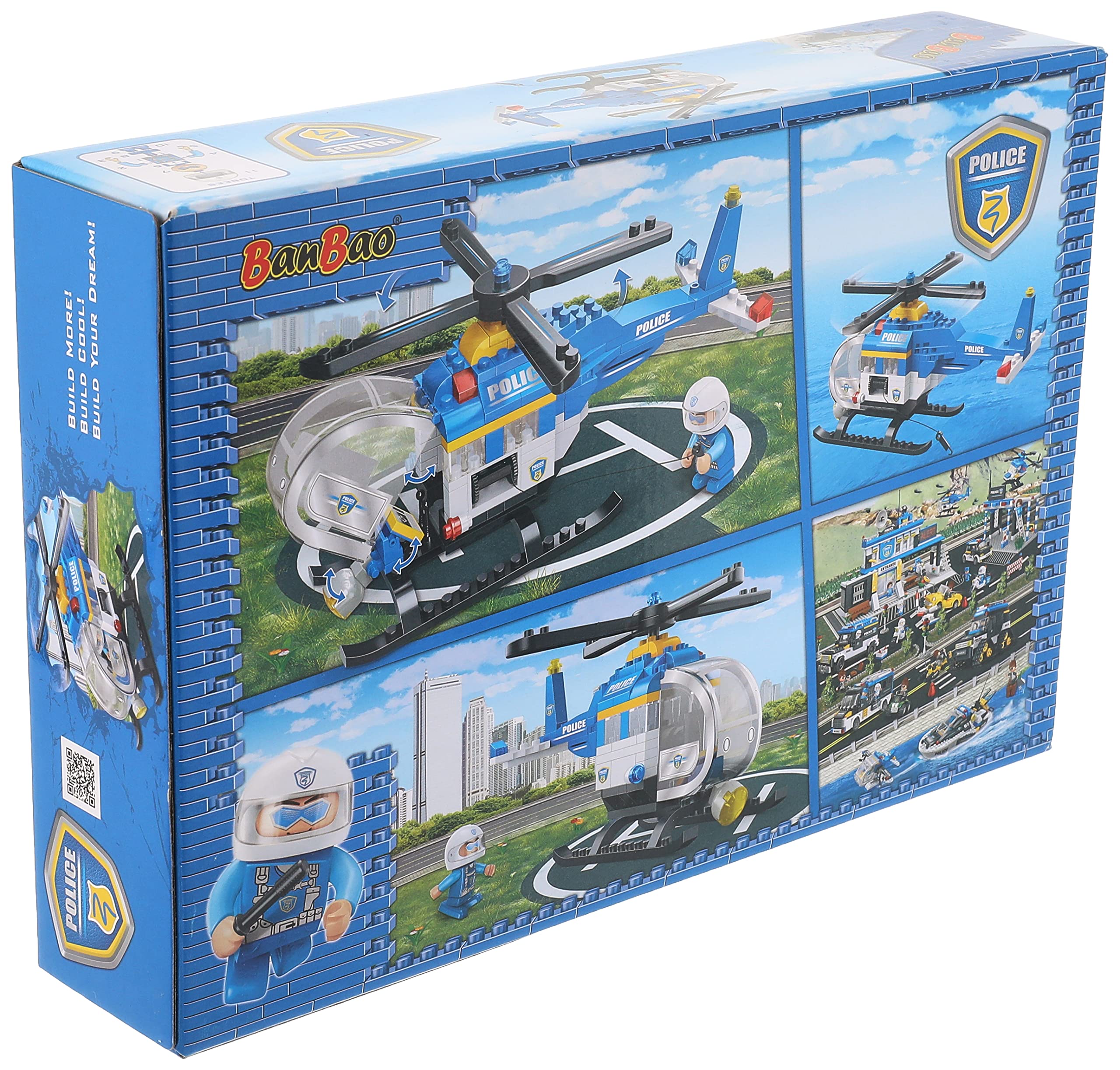 BanBao B7008 City Series Police Station Helicopter Building Blocks Set