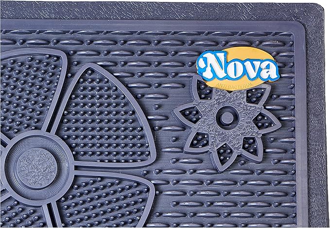 سجادة باب NOVA بنقشة أزهار الصيف، رمادي مضاد للبكتيريا 40x60 سم