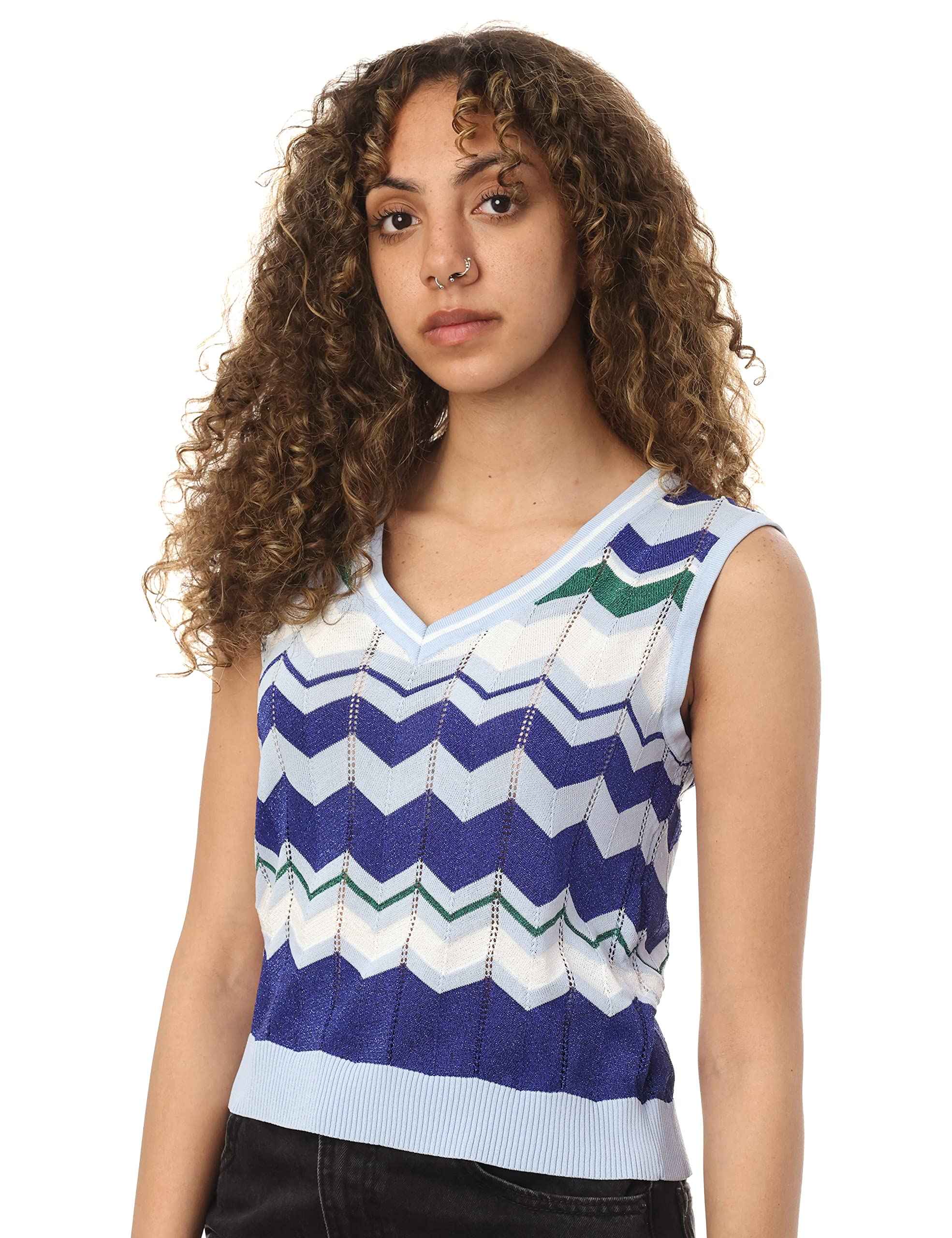 Elle Blouses For Womens SLeeveless V-Neck Patterned Top for Women - Safqqa Egypt