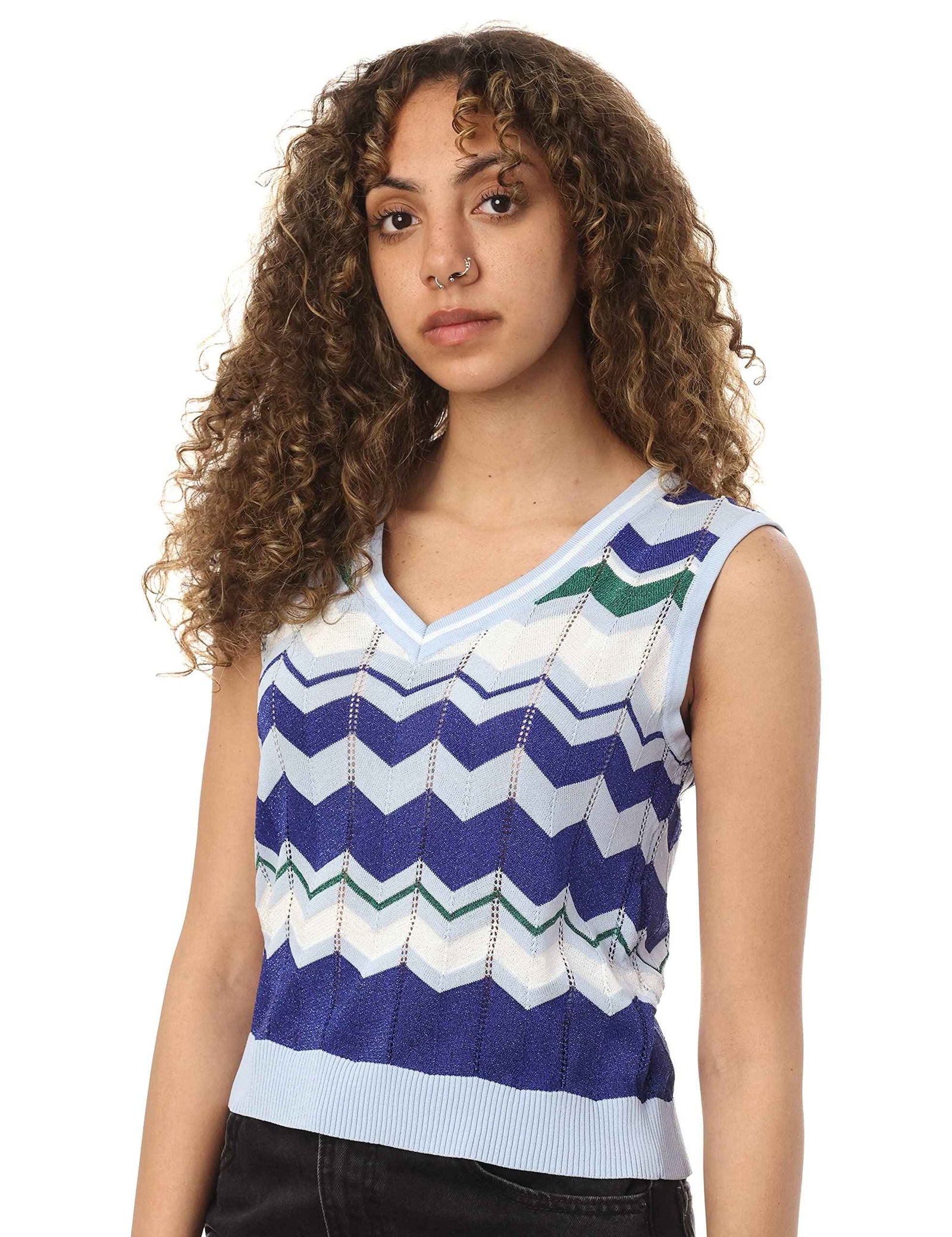 Elle Blouses For Womens SLeeveless V-Neck Patterned Top for Women - Safqqa Egypt