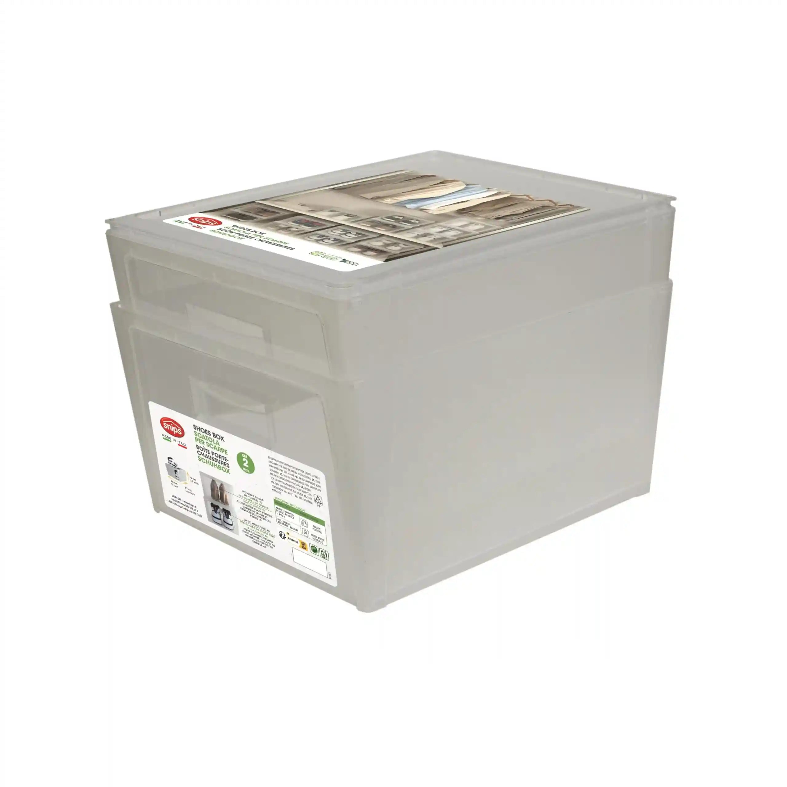 طقم من ٢ منظم أحذية من سنيبس يوفر طريقة عملية وأنيقة لترتيب الأحذية. مصنوع في إيطاليا بجودة عالية