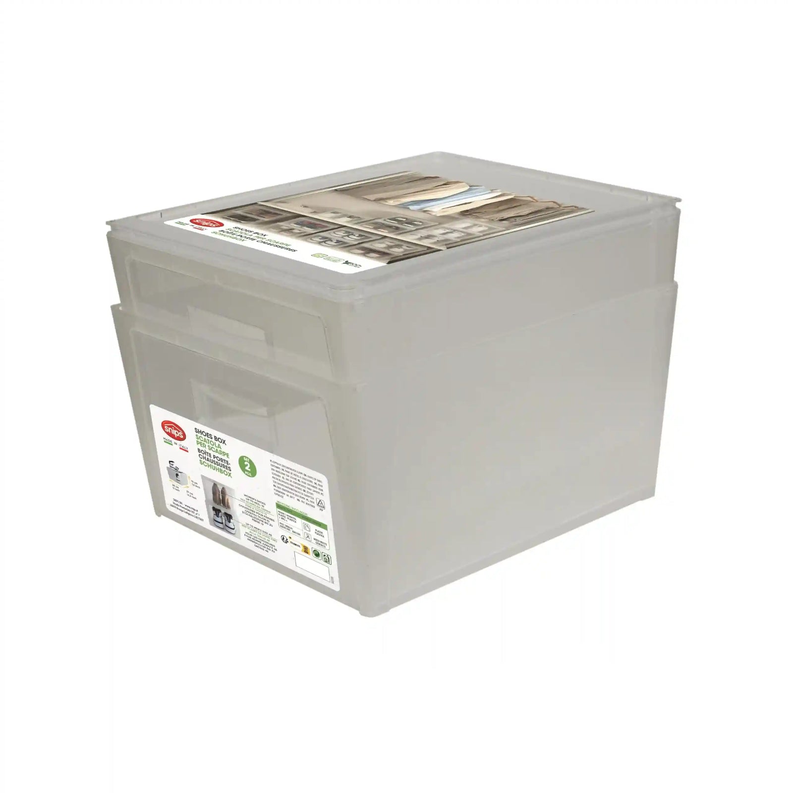 طقم من ٢ منظم أحذية من سنيبس يوفر طريقة عملية وأنيقة لترتيب الأحذية. مصنوع في إيطاليا بجودة عالية