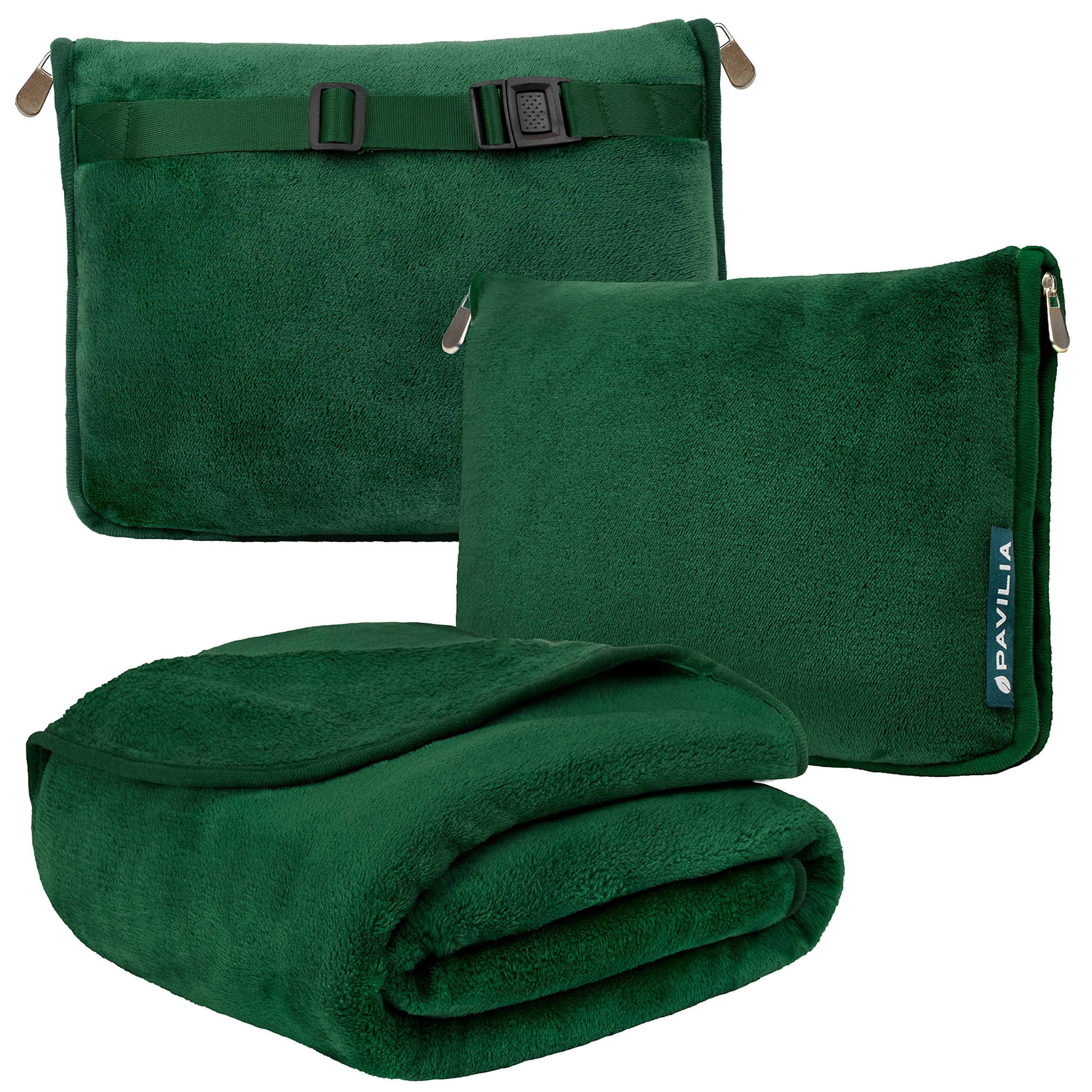 PAVILIA Travel Blanket & Pillow 2-in-1 Soft Airplane Set – Compact and Packable - Safqqa