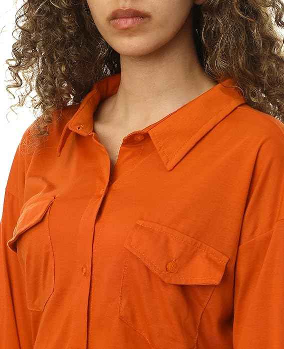 JAMILA Women Women Buttoned Full Sleeves Blouse With 2 Pockets SHIRT - Safqqa Egypt