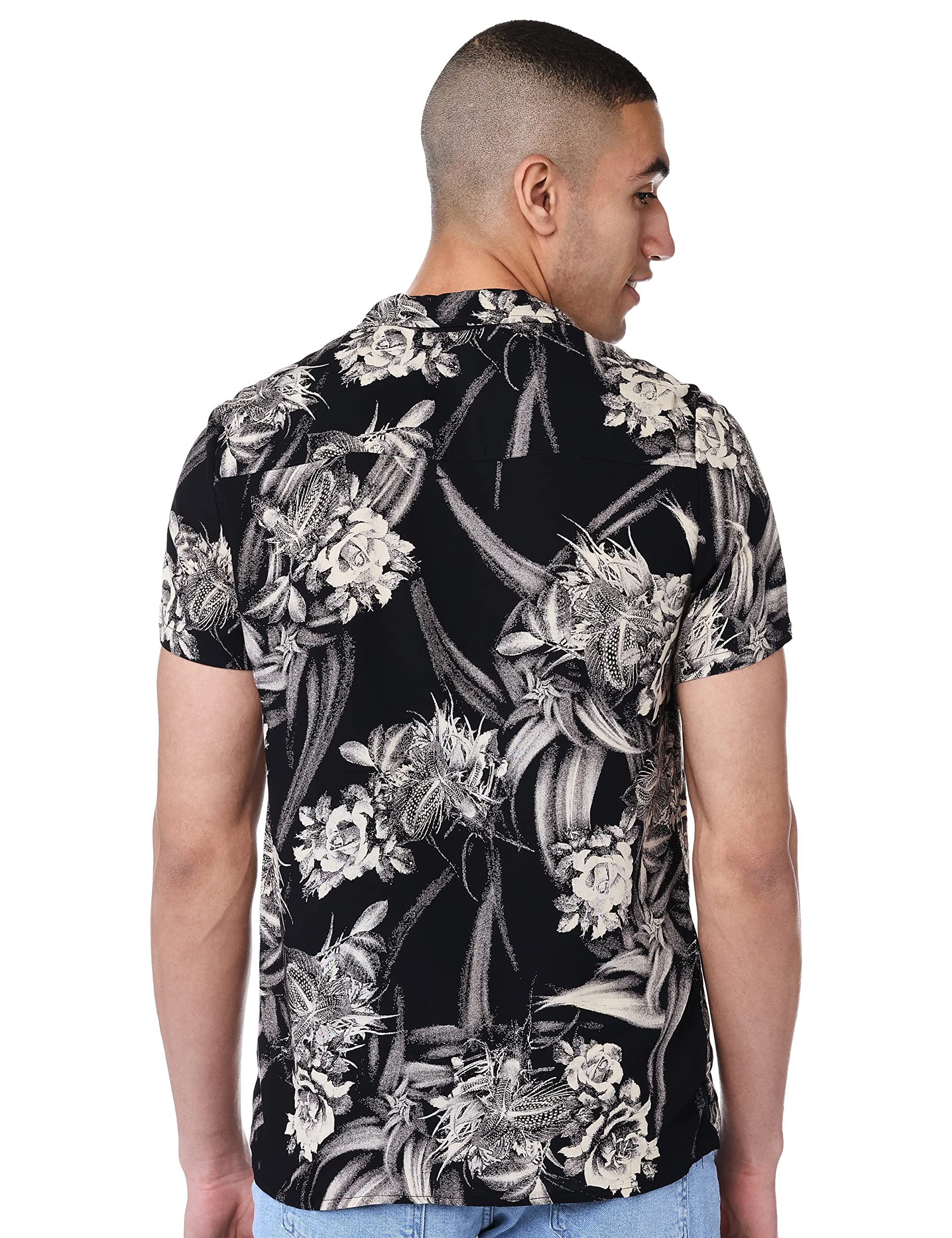 Hero Basic Flower Printed ,Viscose Shirt For Men,Subtle flower print for a stylish, modern look.
