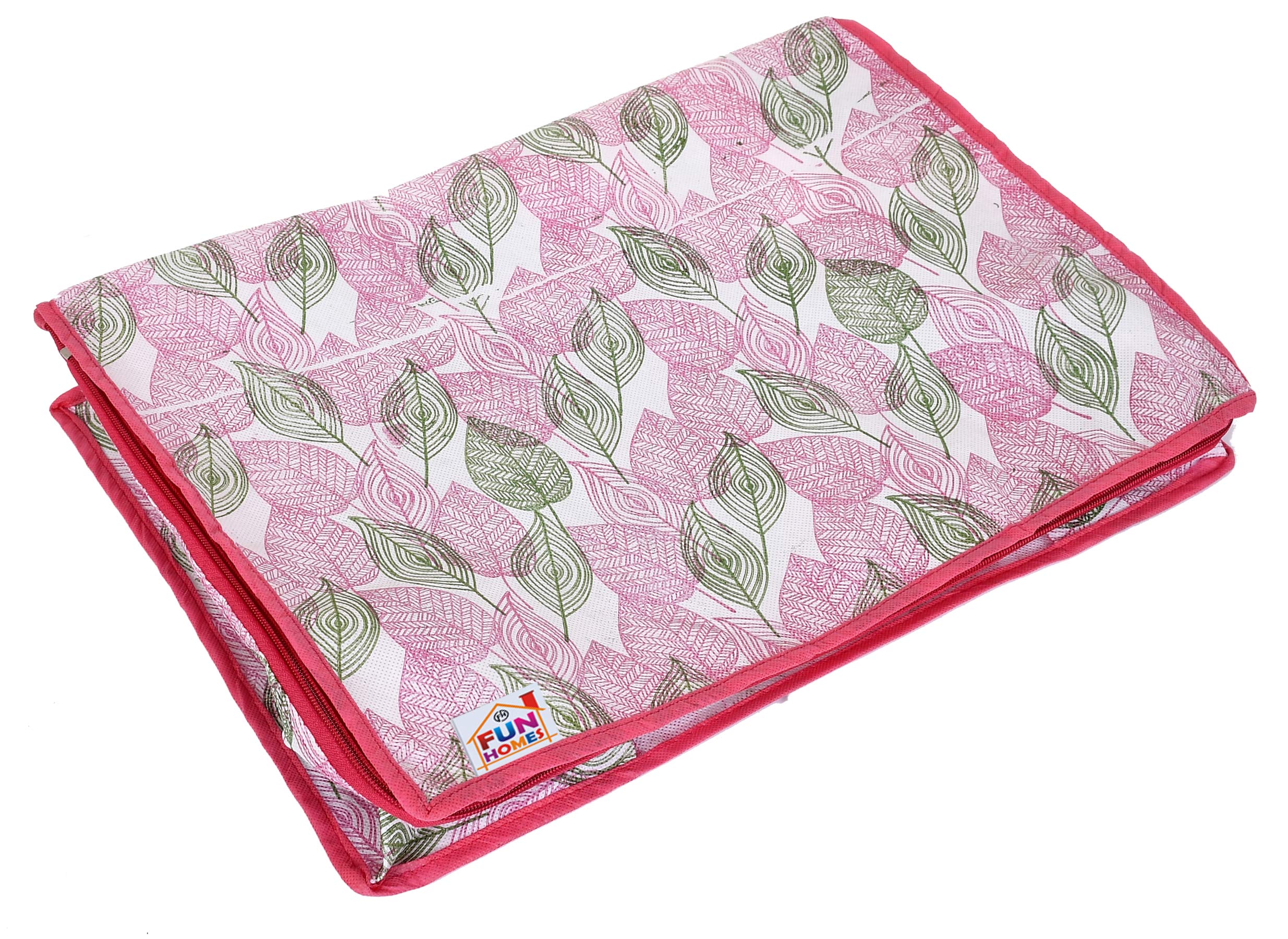 Fun Homes Metallic Leafy Print Underbed Storage Bags – 2 Pieces Non-Woven Cloth Organiser with Transparent Window – Safqqa Egypt