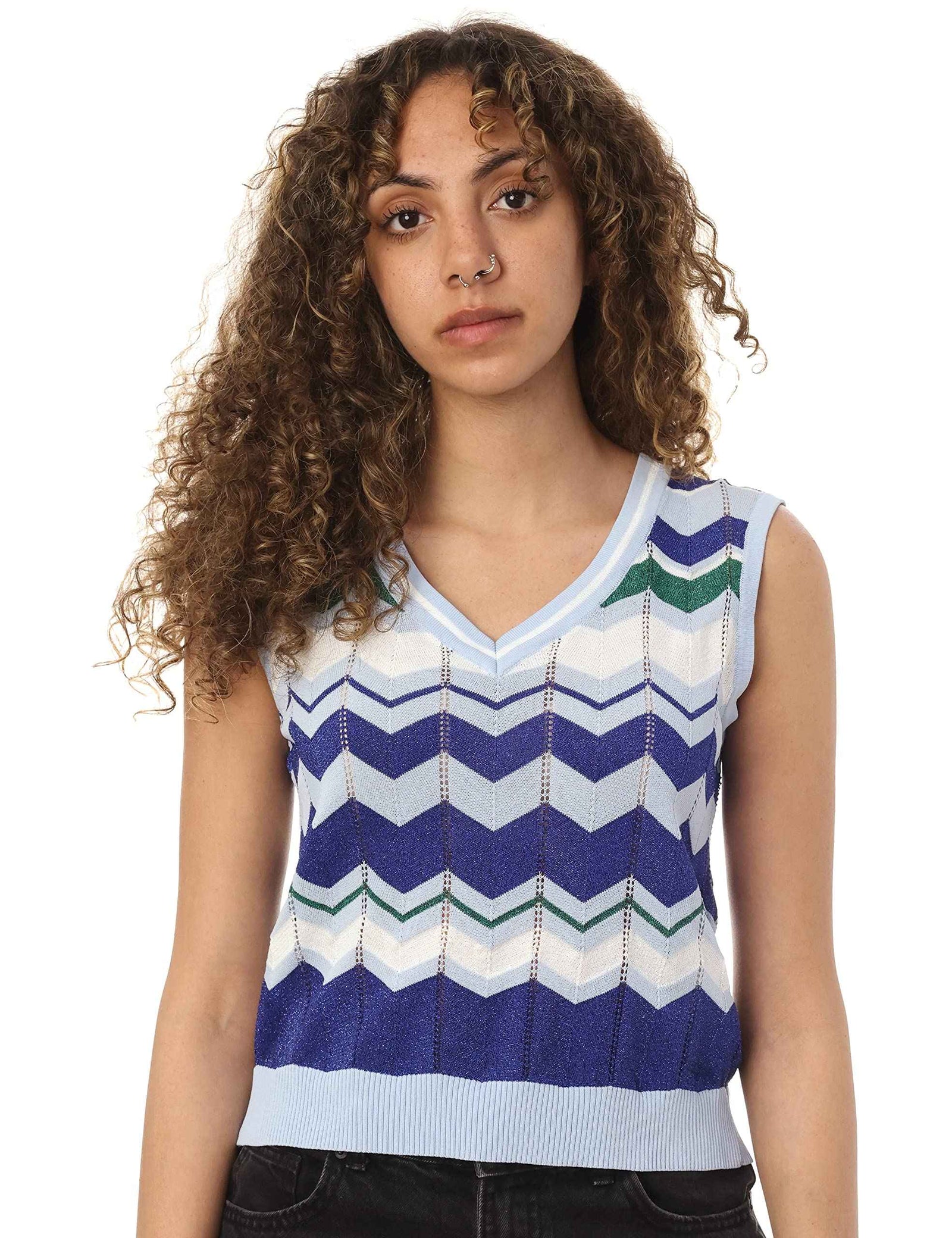 Elle Blouses For Womens SLeeveless V-Neck Patterned Top for Women - Safqqa Egypt