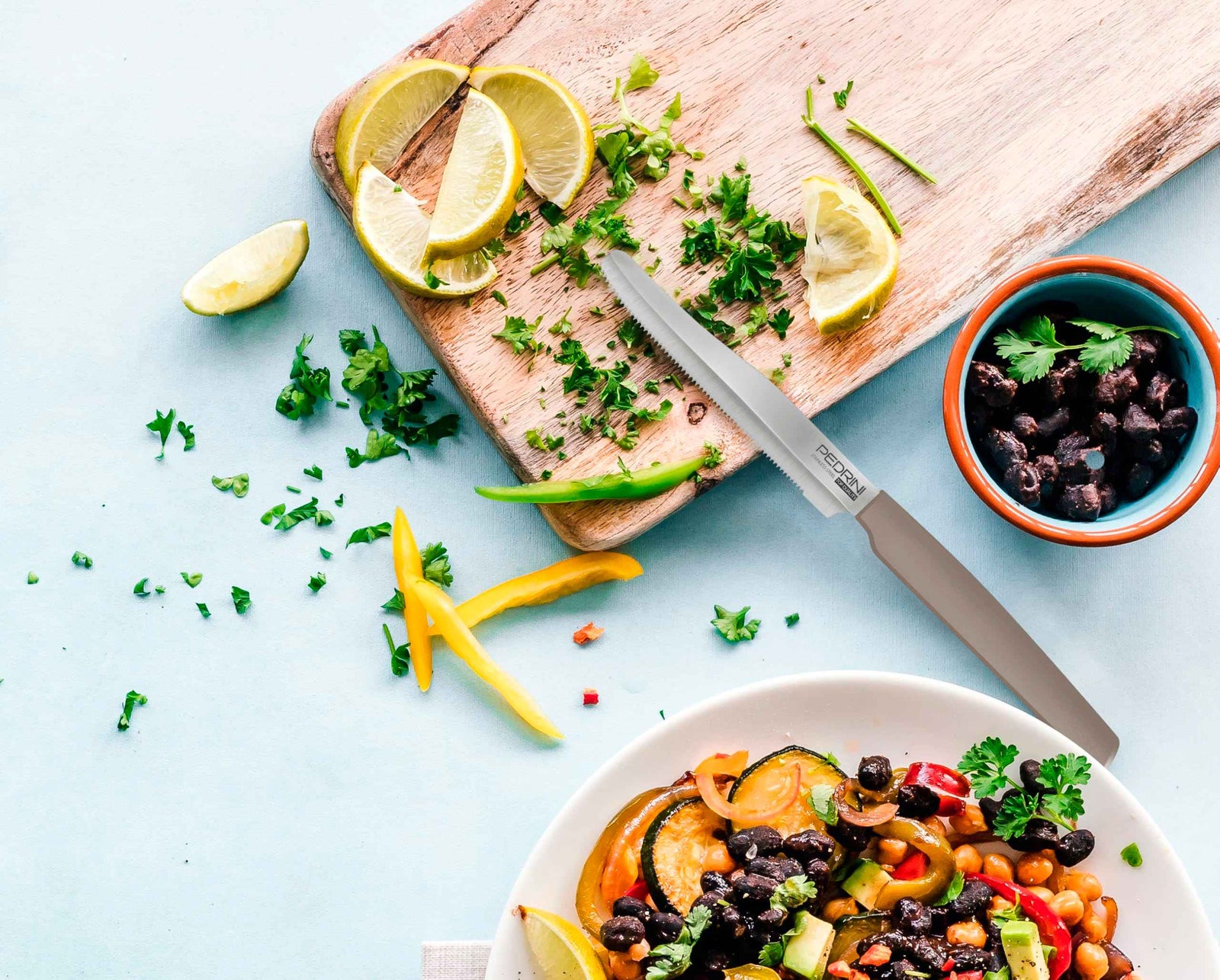 Pedrini Kitchen Knives Set – 6 Pieces with Dove Grey Handle