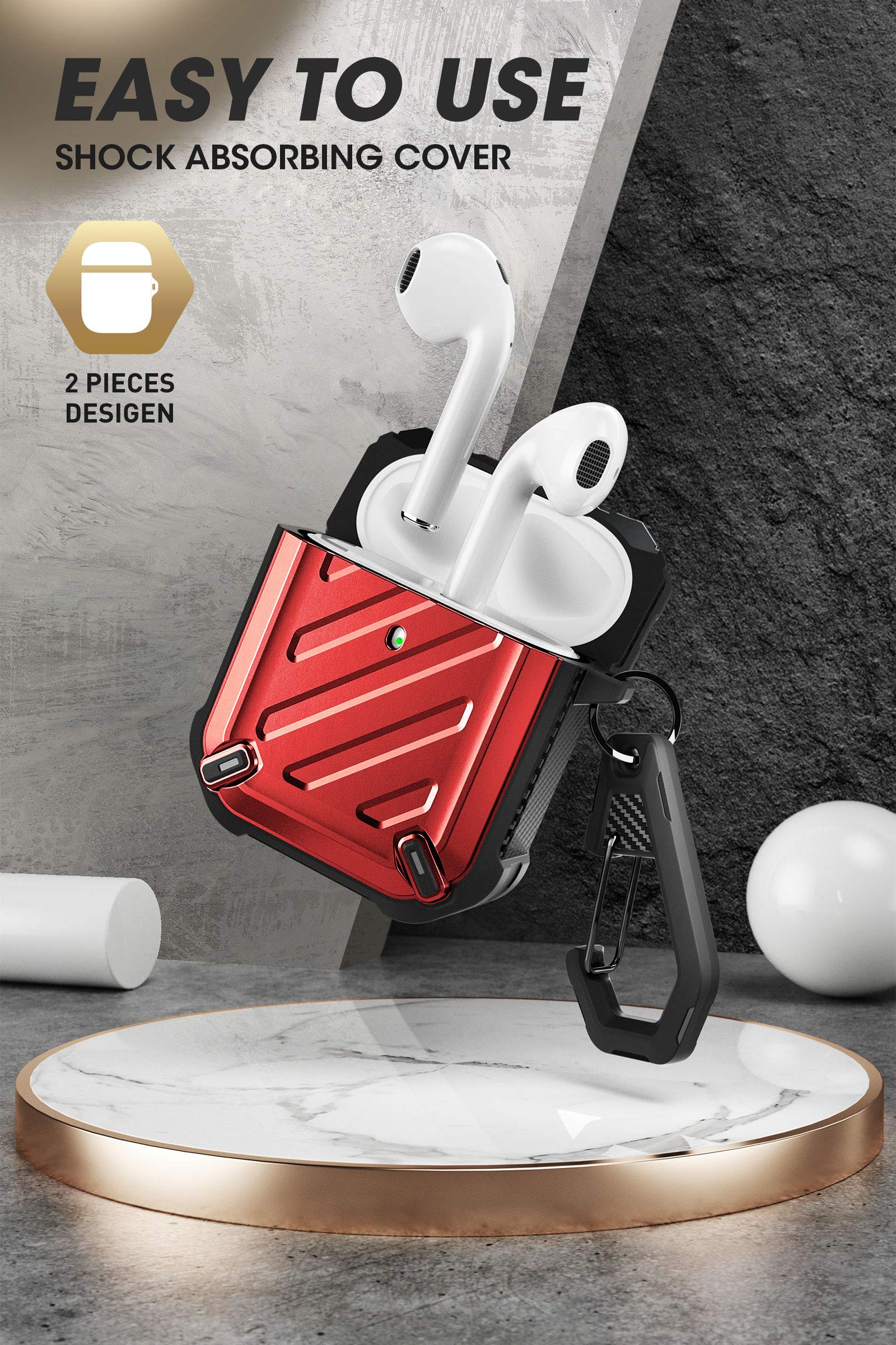 جراب SUPCASE [Unicorn Beetle Pro Series] مصممة لـ AirPods، جراب واقي قوي للجسم بالكامل متوافقة مع Apple AirPods الجيل الأول/الثاني