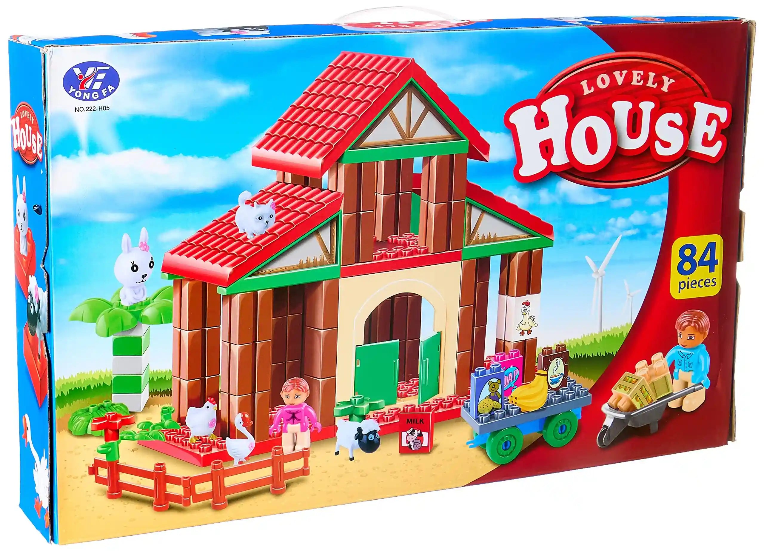 Yong Fa 222-H05 Farm Shaped Building Blocks - 84 Pieces