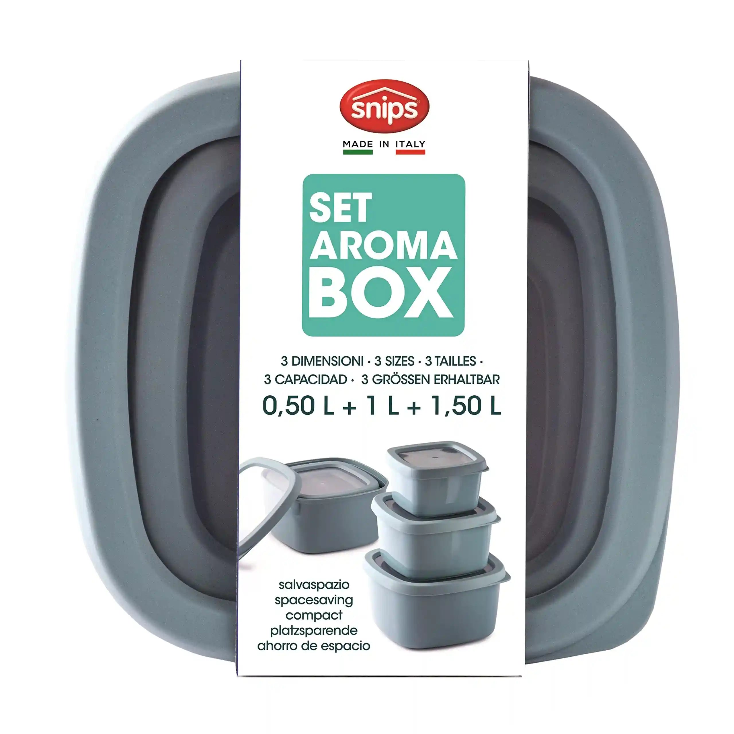 مجموعة علب الطعام من سنيبس تتكون من 3 صناديق عملية مصممة لحفظ وتنظيم الطعام بسهولة. مصنوعة في إيطاليا من بلاستيك عالي الجودة وخالٍ من مادة بي بي أي