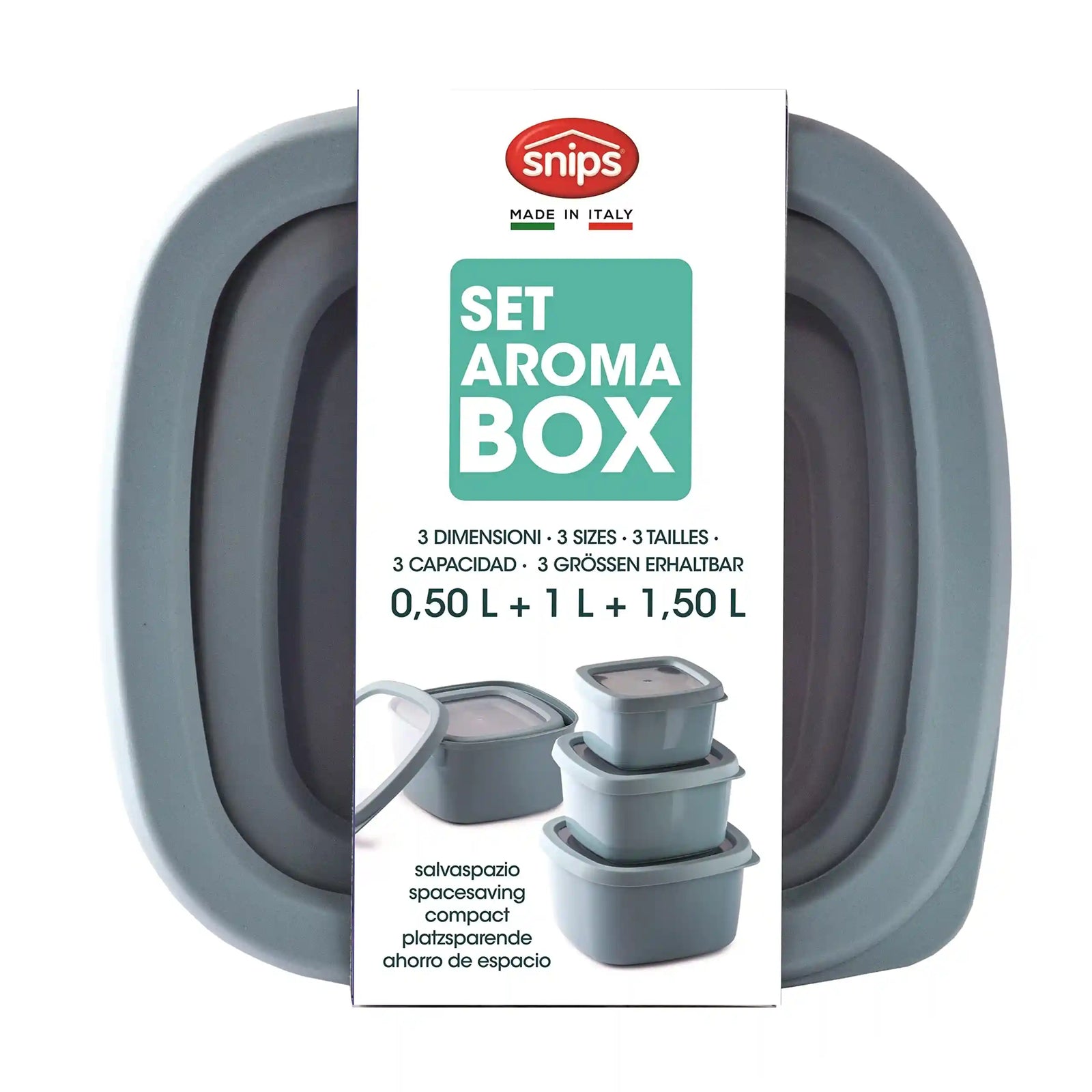 مجموعة علب الطعام من سنيبس تتكون من 3 صناديق عملية مصممة لحفظ وتنظيم الطعام بسهولة. مصنوعة في إيطاليا من بلاستيك عالي الجودة وخالٍ من مادة بي بي أي