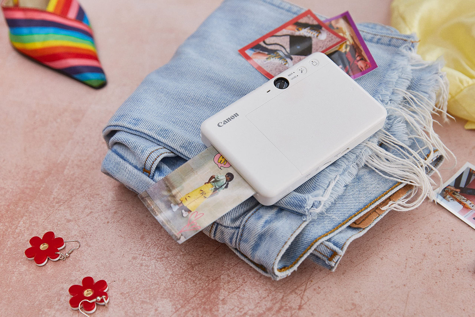 Canon 4519c007 zoemini s2 (pearl white) - slimline instant camera and pocket photo printer, ideal for snapping selfies with a built in mirror and ring-light - Safqqa Egypt