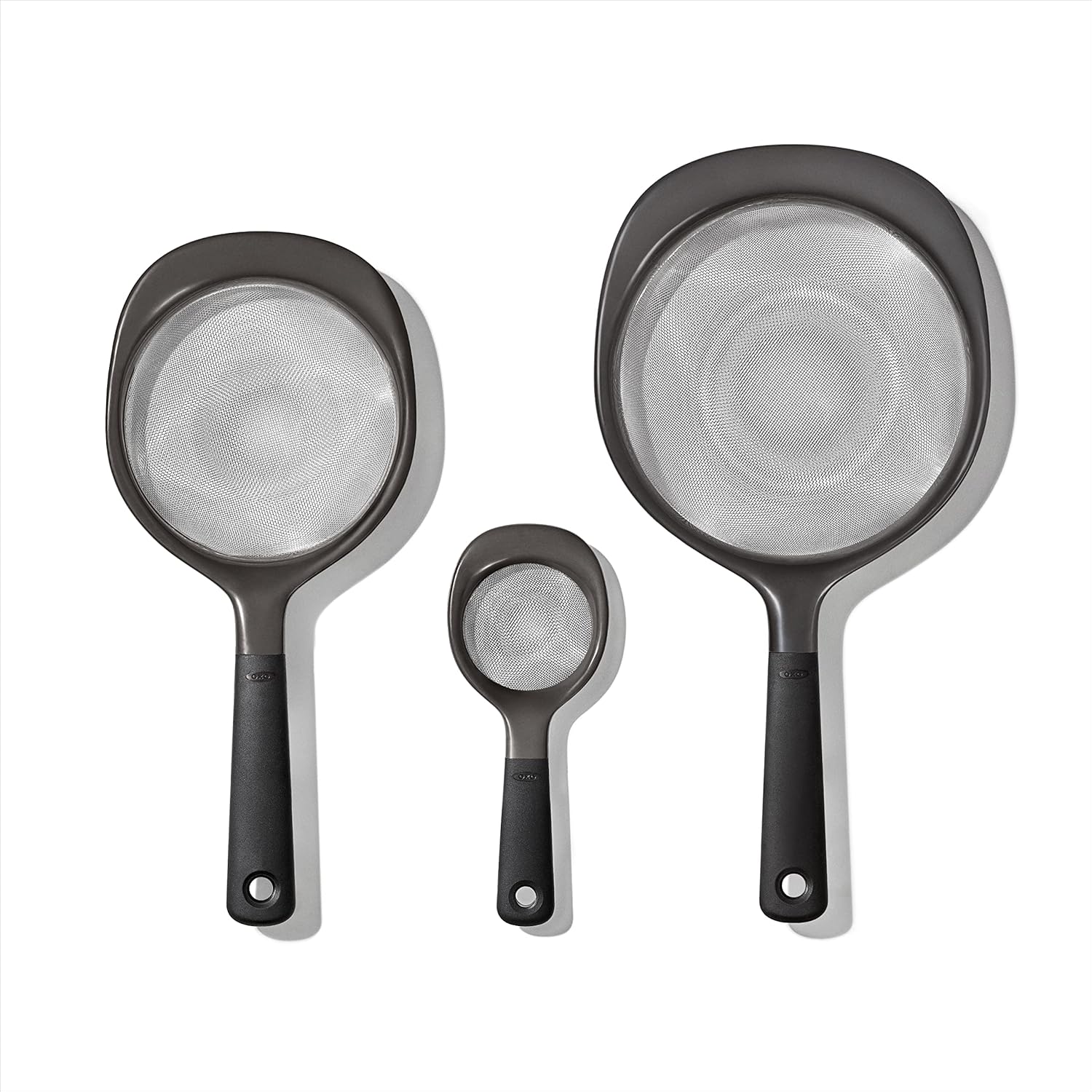OXO 3-Piece Strainer Set Black Kitchen Colander Set