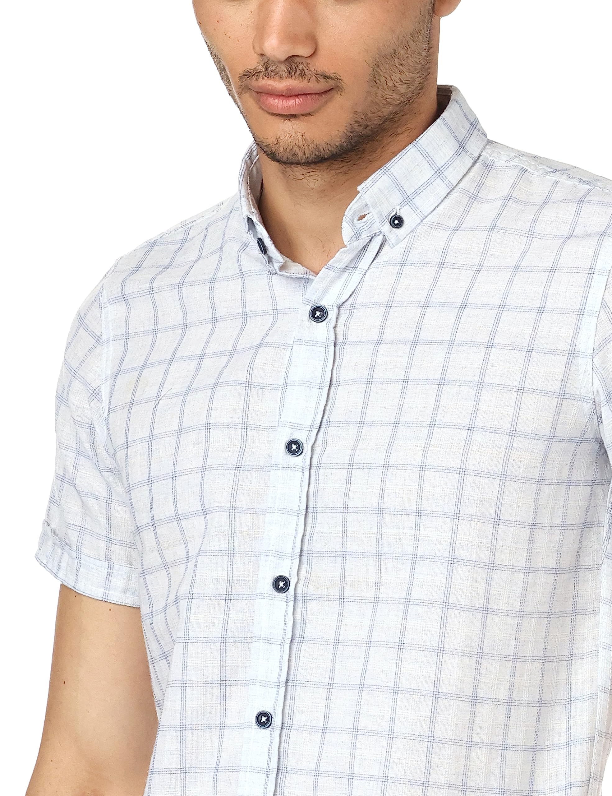 FIRE WOOD Mens Basic Checks Short Sleeve Shirt Shirt For Mens